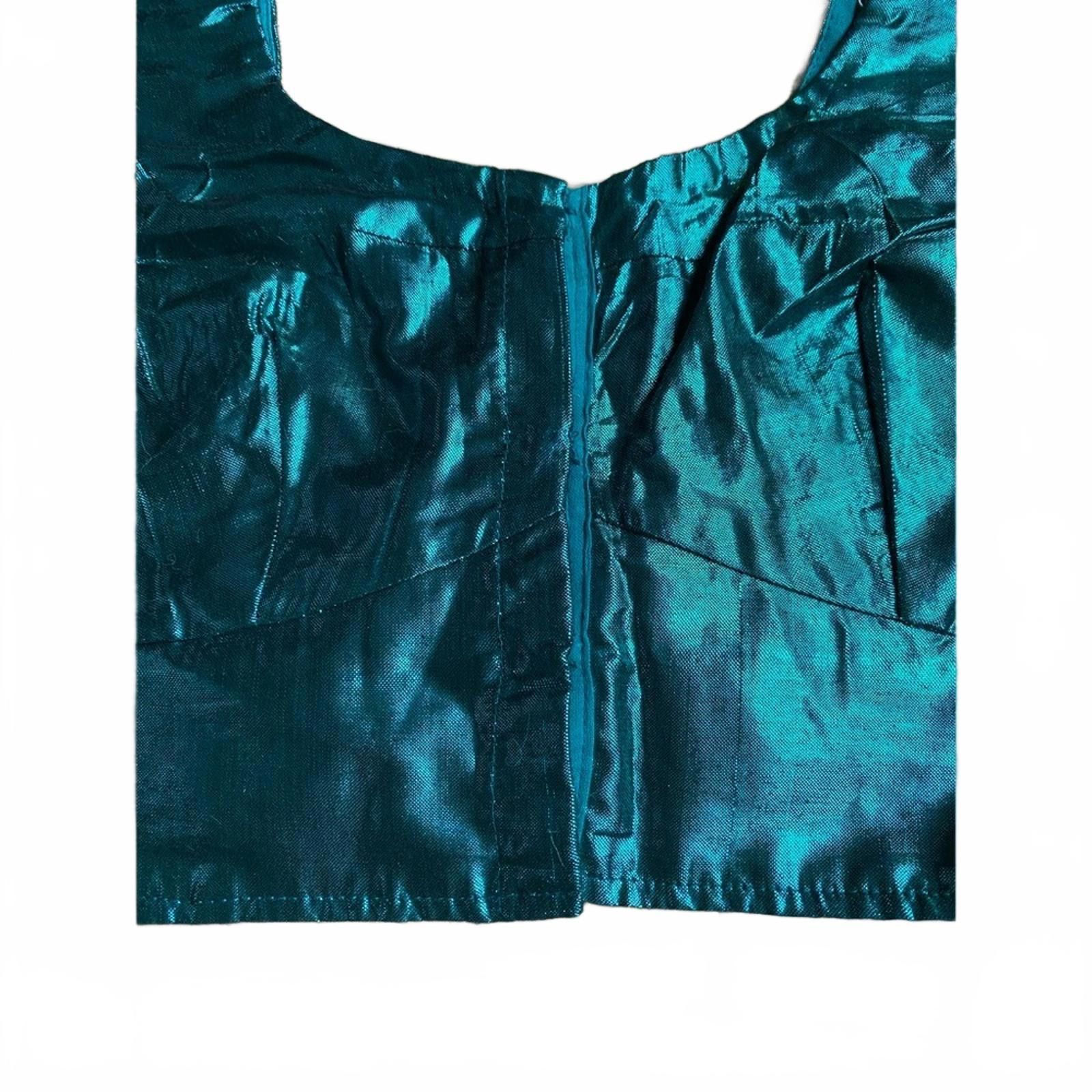 Other Vibrant Teal Shiny Crop Top Handmade in INDIA Size S / US 4 / IT 40 - 3 Thumbnail