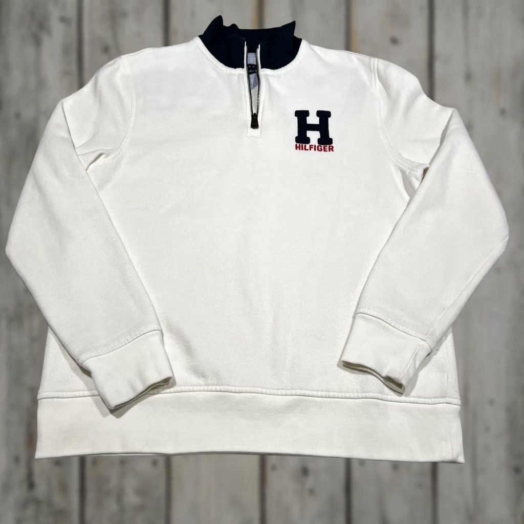 Tommy Hilfiger VINTAGE Tommy Hilfiger Shirt Mens M White Quarter Zip Sweatshirt Men Pullover Preppy Y2K Size US M / EU 48-50 / 2 - 1 Thumbnail