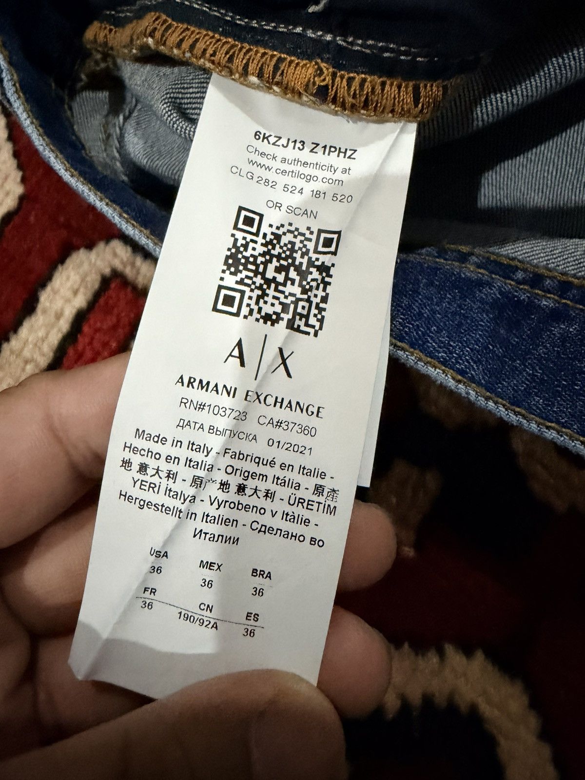 Armani Exchange Armani Exchange J13 Slim Fit Repaired indigo denim Size US 39 - 6 Thumbnail