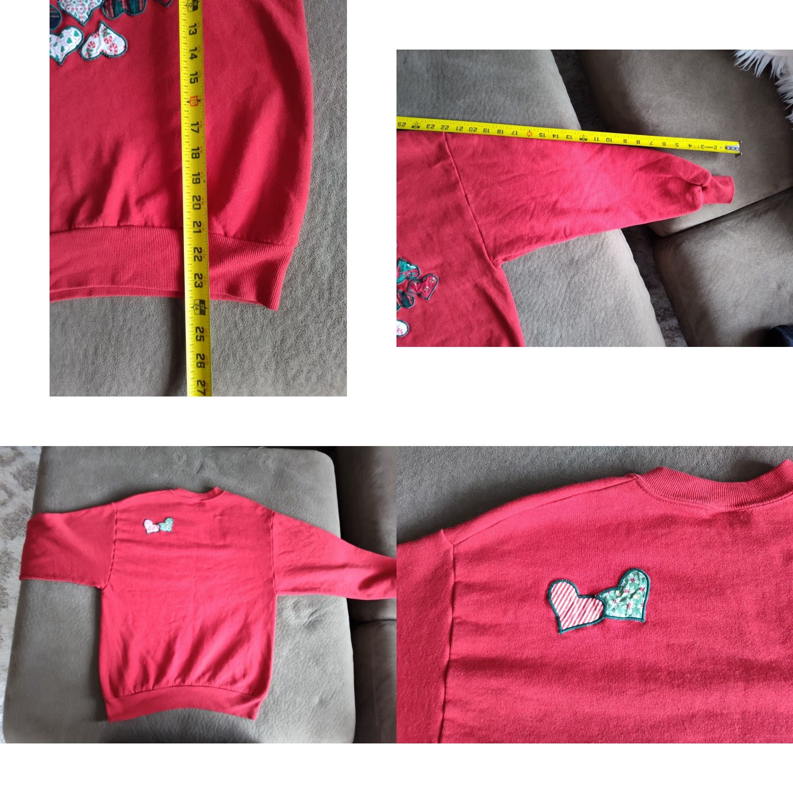 Jerzees VINTAGE Jerzees Red Christmas Embroidered Hearts Sweatshirt Womens Medium Size M / US 6-8 / IT 42-44 - 8 Thumbnail