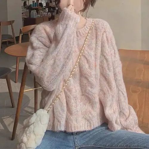 image of Vintage Zoki Japan Sweet Women Knitted Sweater Fashion in Pink