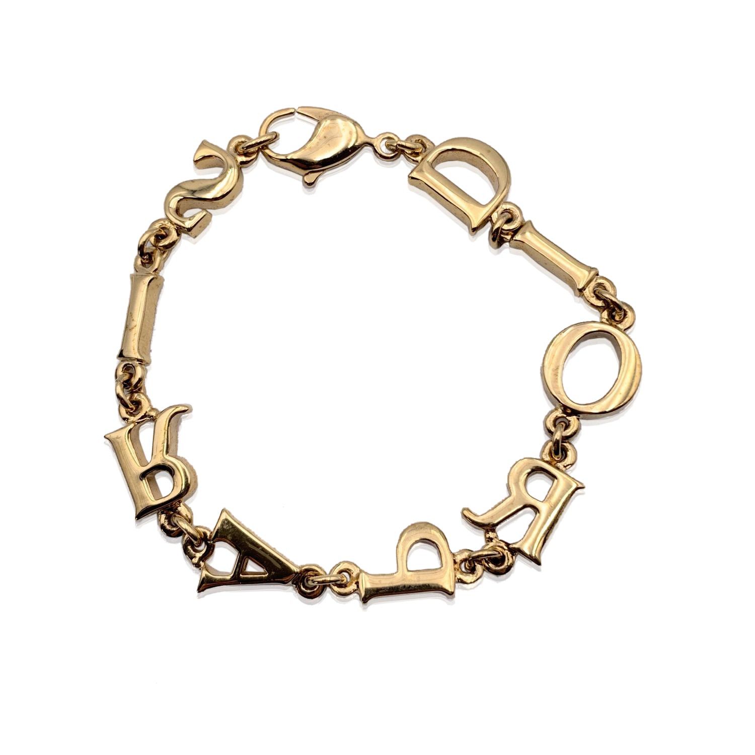 image of Christian Dior Vintage Gold Spell Out Dior Paris Letter Bracelet, Women's