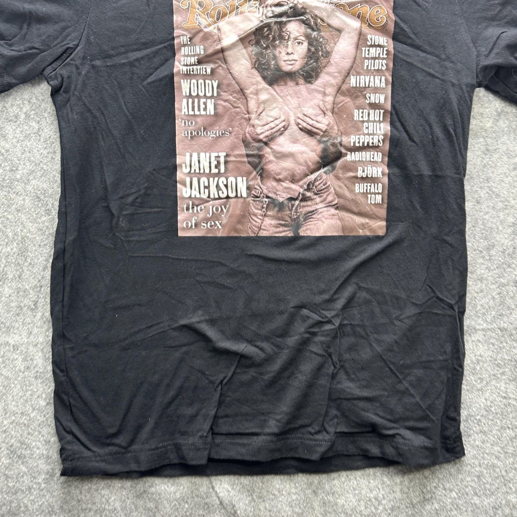 Vintage Janet Jackson Rolling Stone Shirt Mens Large Black Graphic Music Tee Cover Size US L / EU 52-54 / 3 - 4 Thumbnail