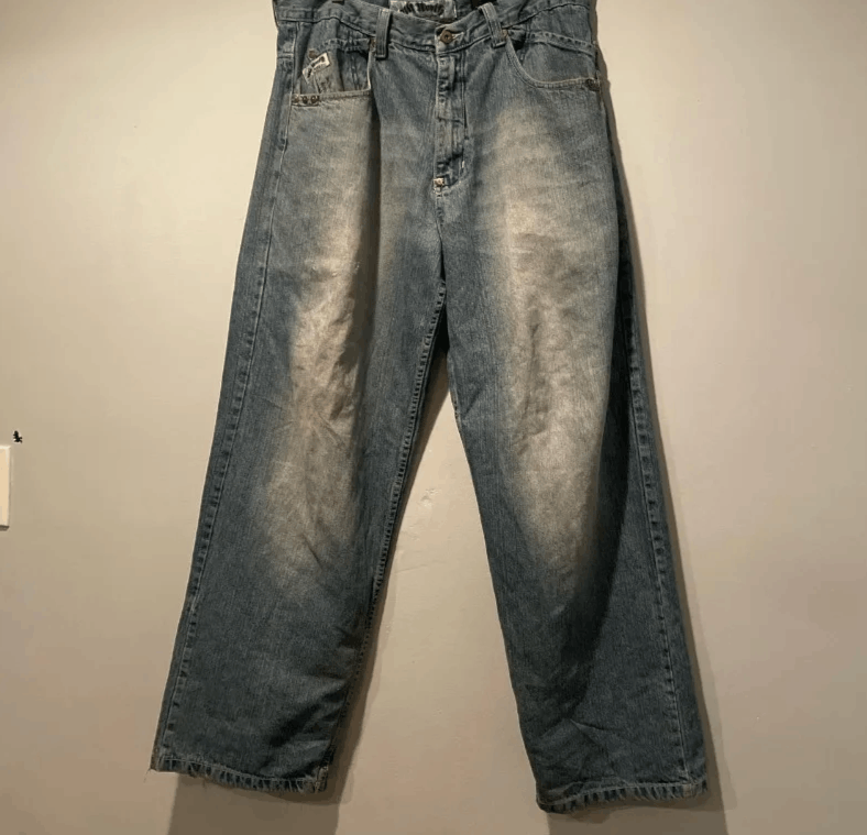Japanese Brand Skull Embroidered Baggy Jeans Size US 30 / EU 46 - 3 Thumbnail