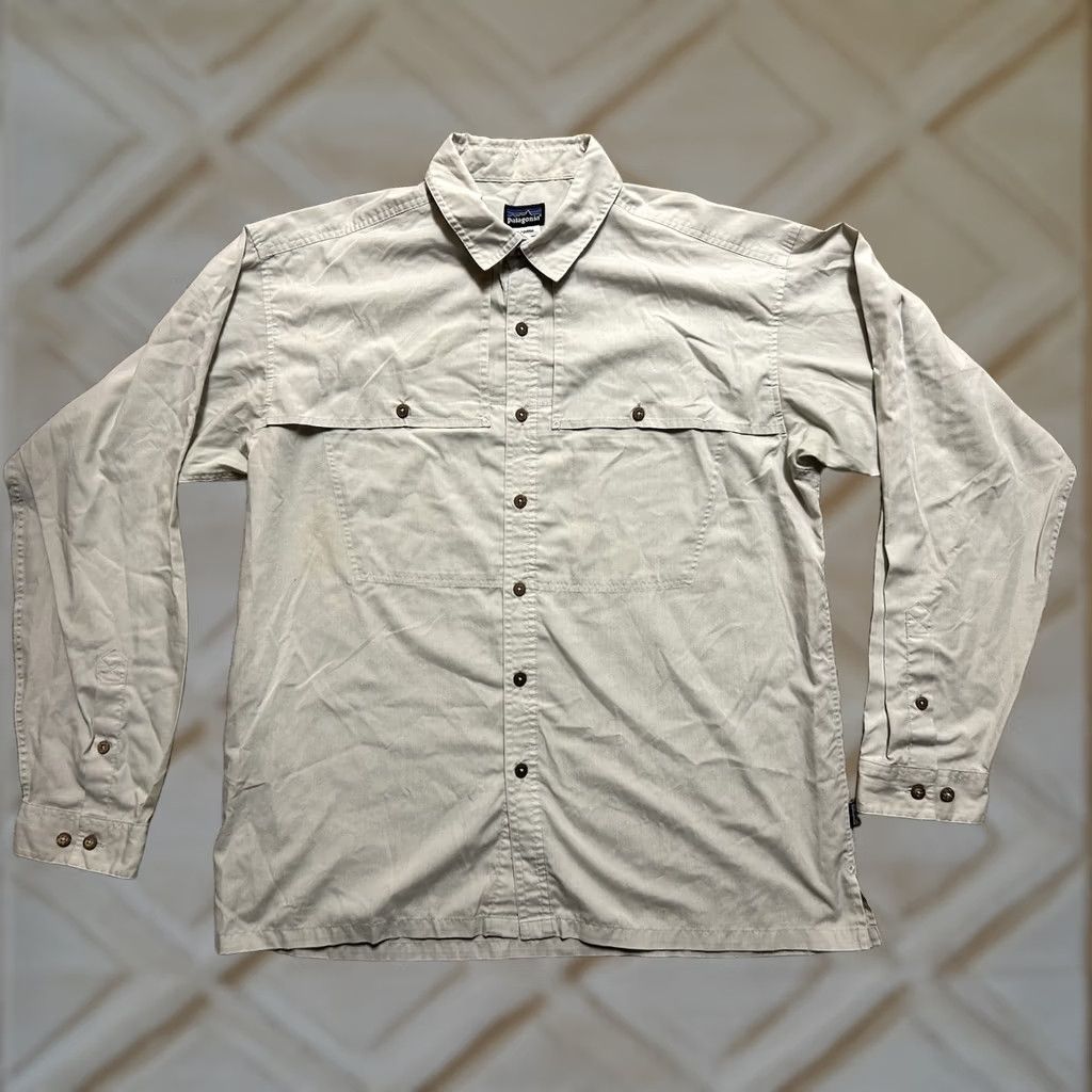 Patagonia VINTAGE Patagonia Shirt Men L Khaki Long-Sleeve Island Hopper Button-Up Size US L / EU 52-54 / 3 - 1 Thumbnail