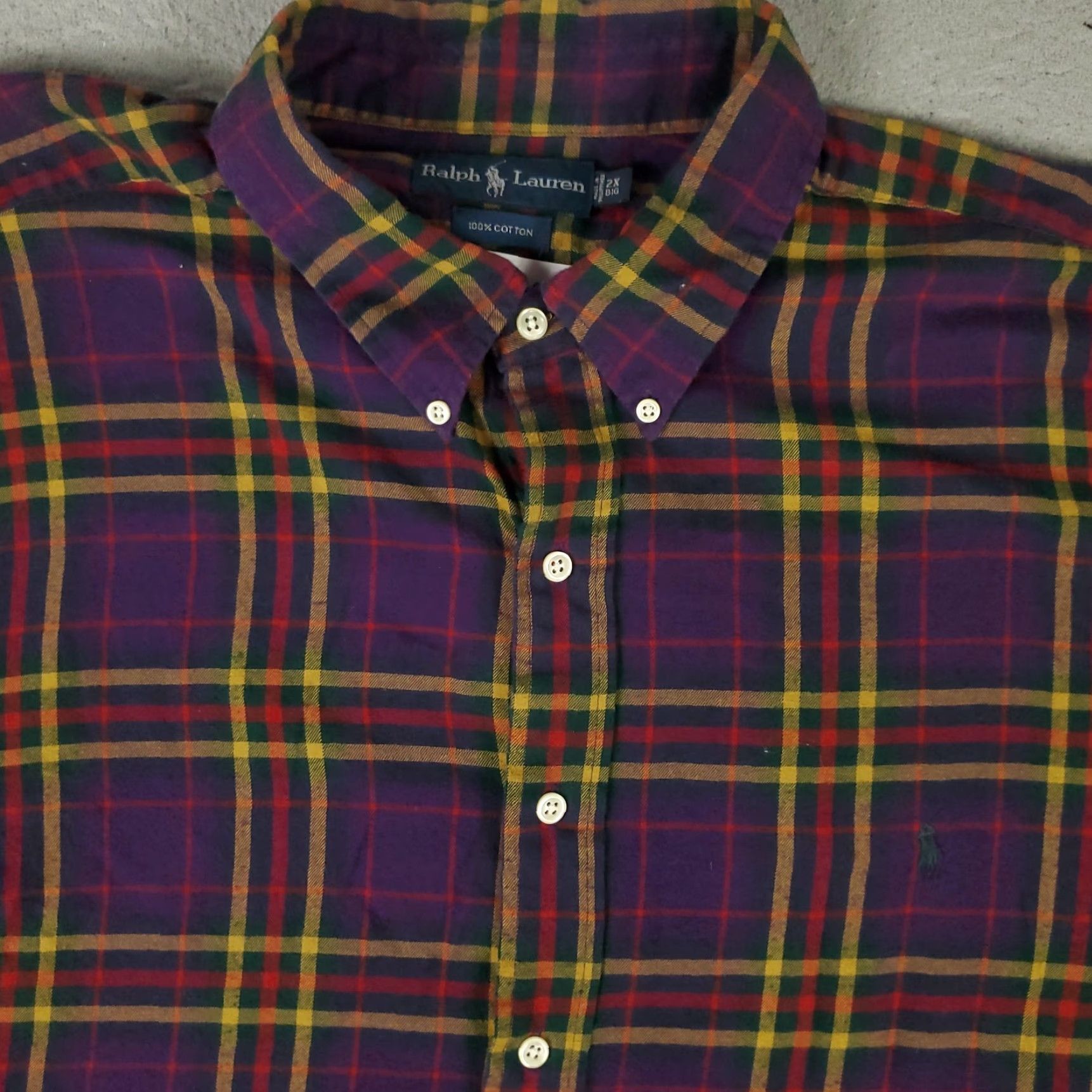 Ralph Lauren Ralph Lauren Shirt Mens Big & Tall 2XB Purple Plaid Button-Up Long Sleeve Damaged Damaged Size US XXL / EU 58 / 5 - 2 Thumbnail
