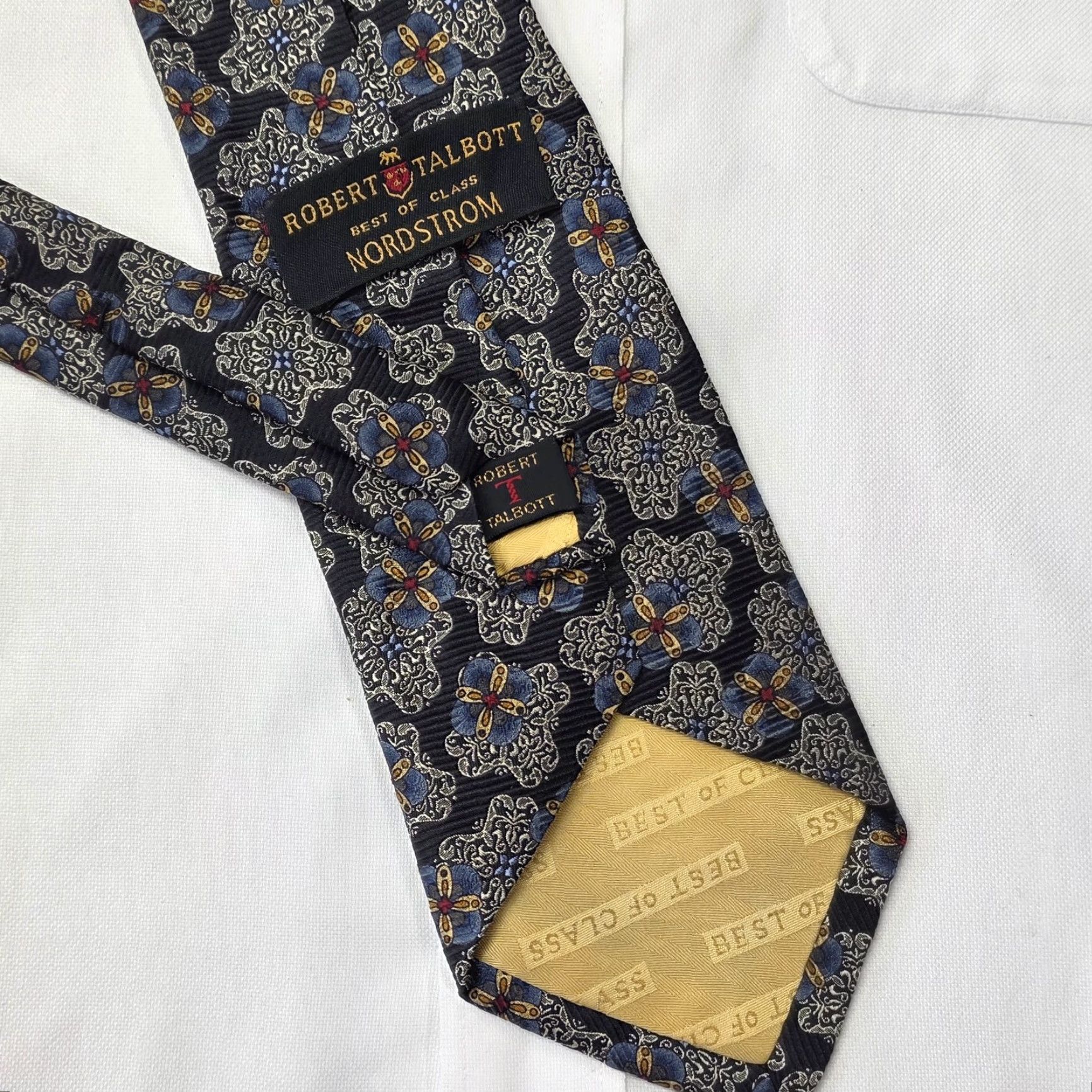 Robert Talbott Robert Talbott Necktie Geometric Blue 100% Silk Designer Best of Class USA Tie Men 56" x 3.75" Classical Ribbed Abstract Preppy Colorful Dad Mens Size ONE SIZE - 4 Thumbnail