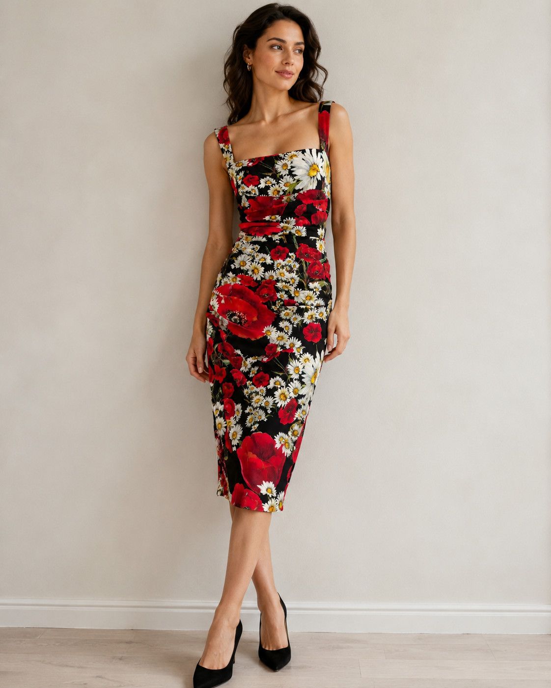 Dolce & Gabbana Dolce & Gabbana Silk Floral Bodycon Midi Dress, Size S(IT42) Size S / US 4 / IT 40 - 1 Thumbnail