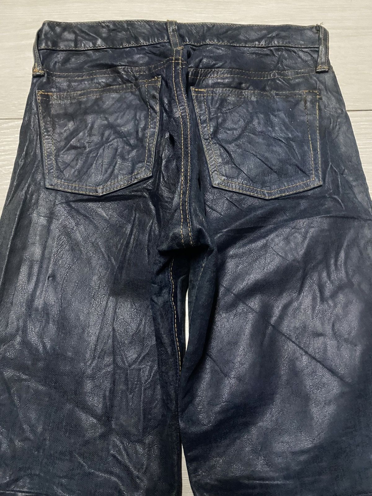 Number (N)ine Studio Design K Kondo Indigo Leather Pants Skinny Size US 27 - 4 Thumbnail