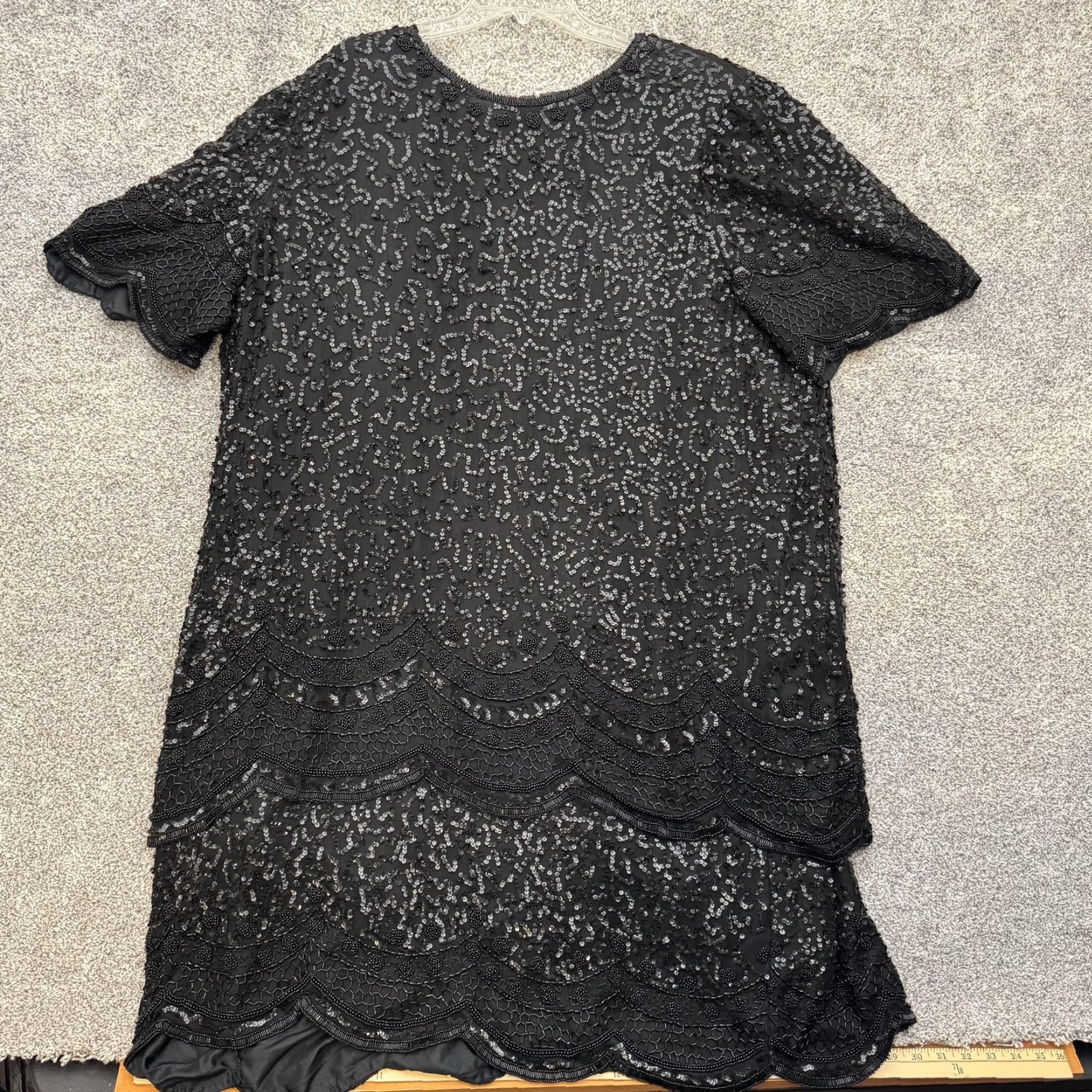Vintage VINTAGE Laurence Kazar Dress 4X Plus Silk Beaded Sequin Black Midi Shift Party Cocktail Wedding Womens None Size XXL / US 16-18 / IT 52-54 - 5 Thumbnail