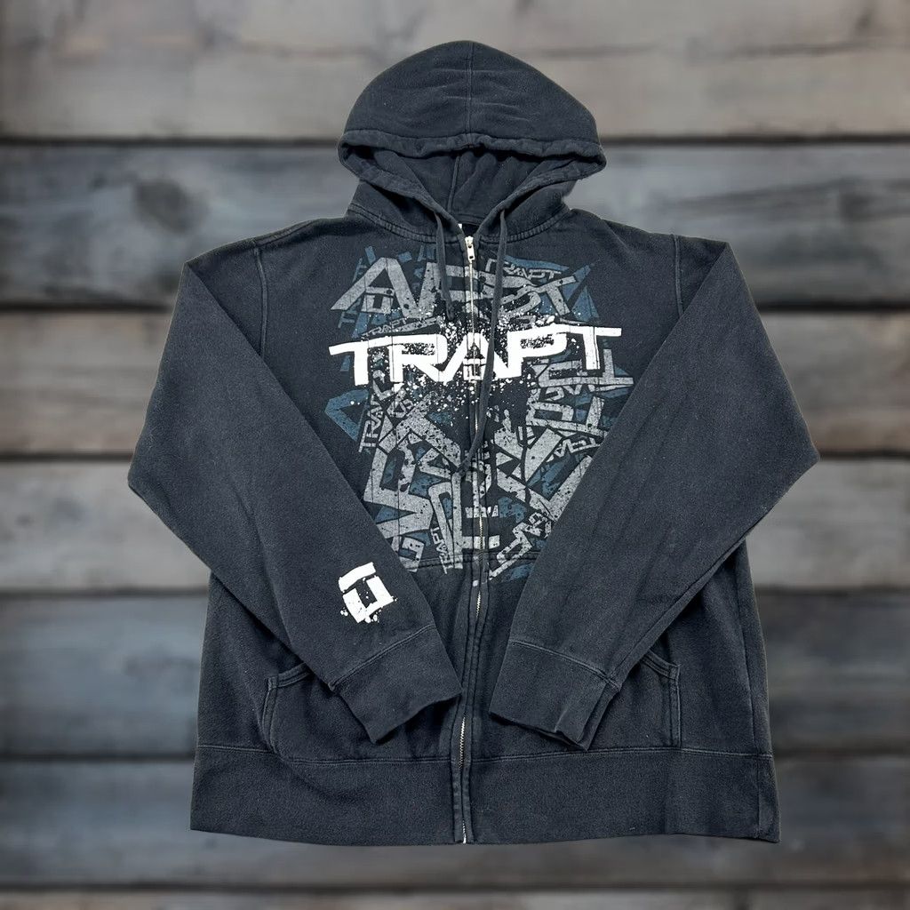 Vintage VINTAGE APX Trapt Hoodie Men L Black Full Zip Cotton Band Nu Metal Grunge Y2K Size US L / EU 52-54 / 3 - 1 Thumbnail