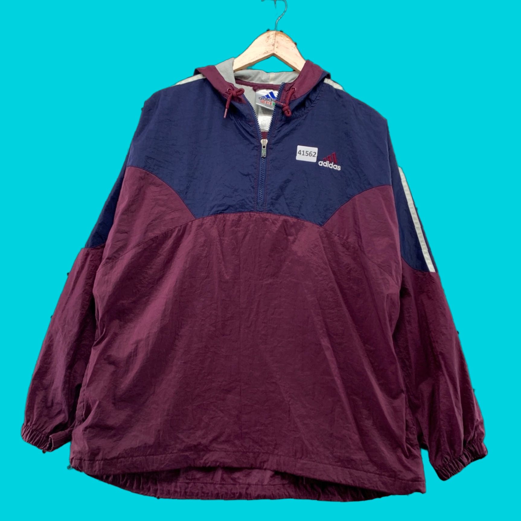 Adidas VINTAGE Adidas Windbreaker Jacket Mens Large Blue Purple Hood 90s Windbreaker Jacket Adidas Originals 90s Mens Large Blue Hooded Purple Windbreaker Size US L / EU 52-54 / 3 - 1 Thumbnail