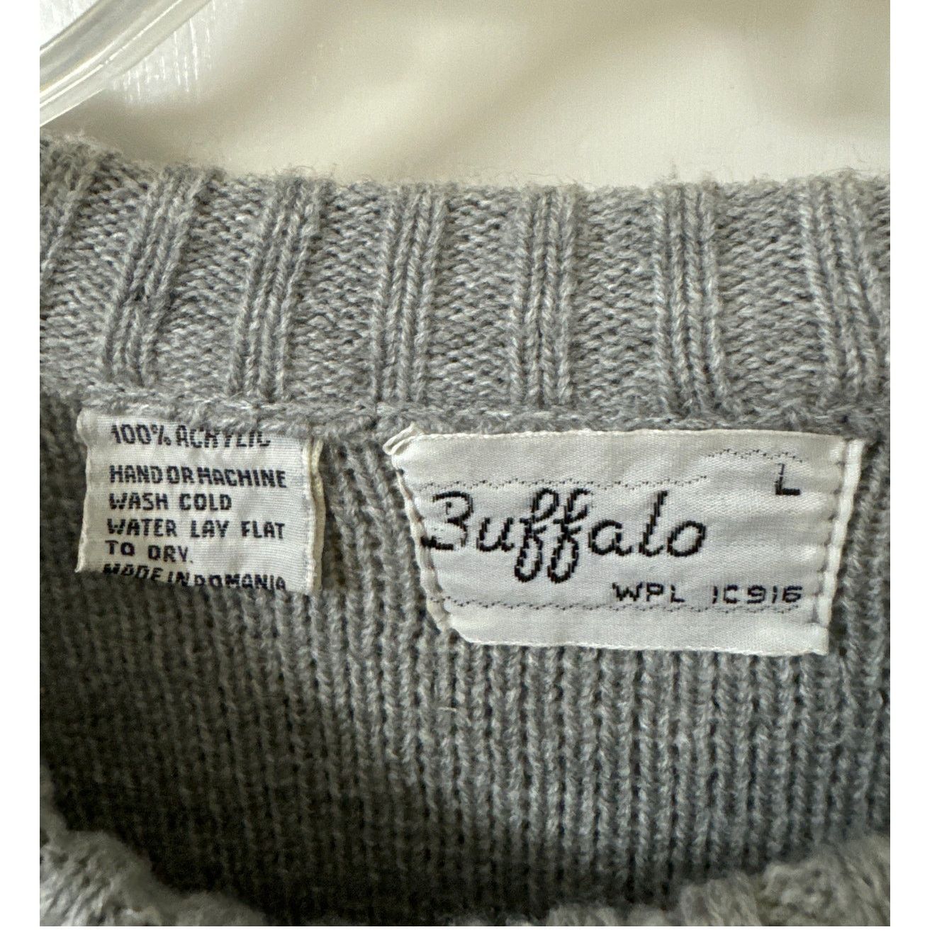 Other Vintage Buffalo Sweater, Large, Gray, Long Sleeve Crewneck Size US L / EU 52-54 / 3 - 2 Thumbnail