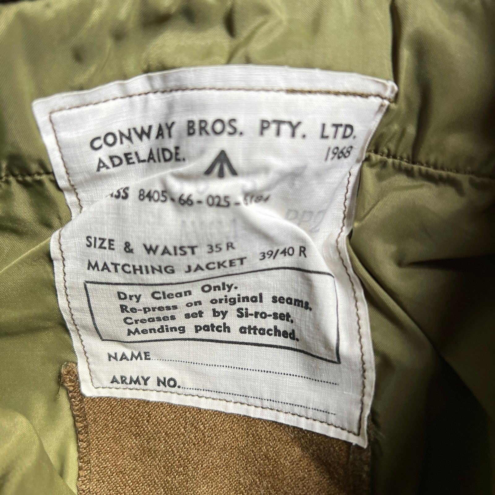 Aeronautica Militare VTG 60s Australian Army Military Wool Pants Mens 35R Size US 35 - 2 Thumbnail