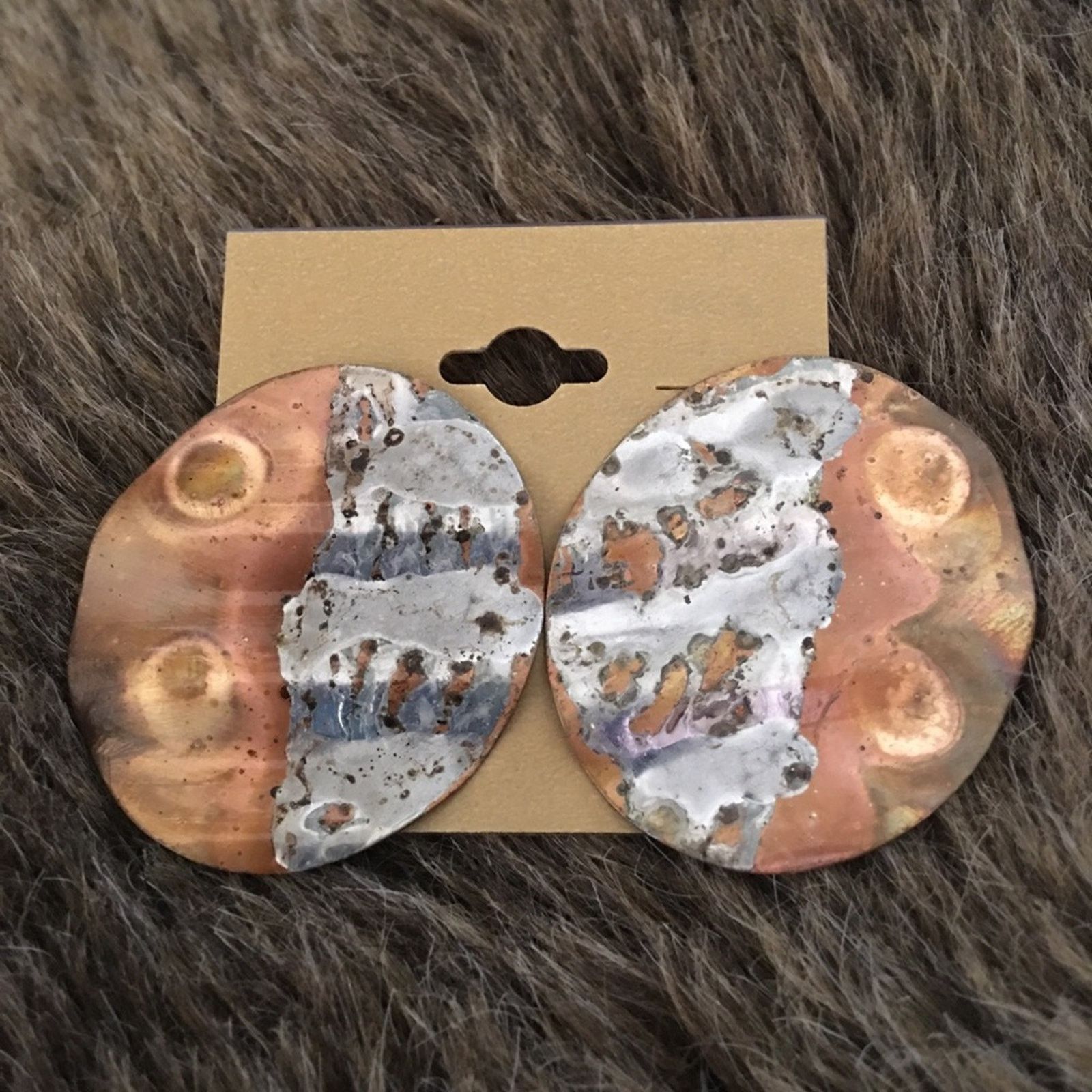 Vintage Vintage silver and copper tone disc earrings Size ONE SIZE - 2 Thumbnail