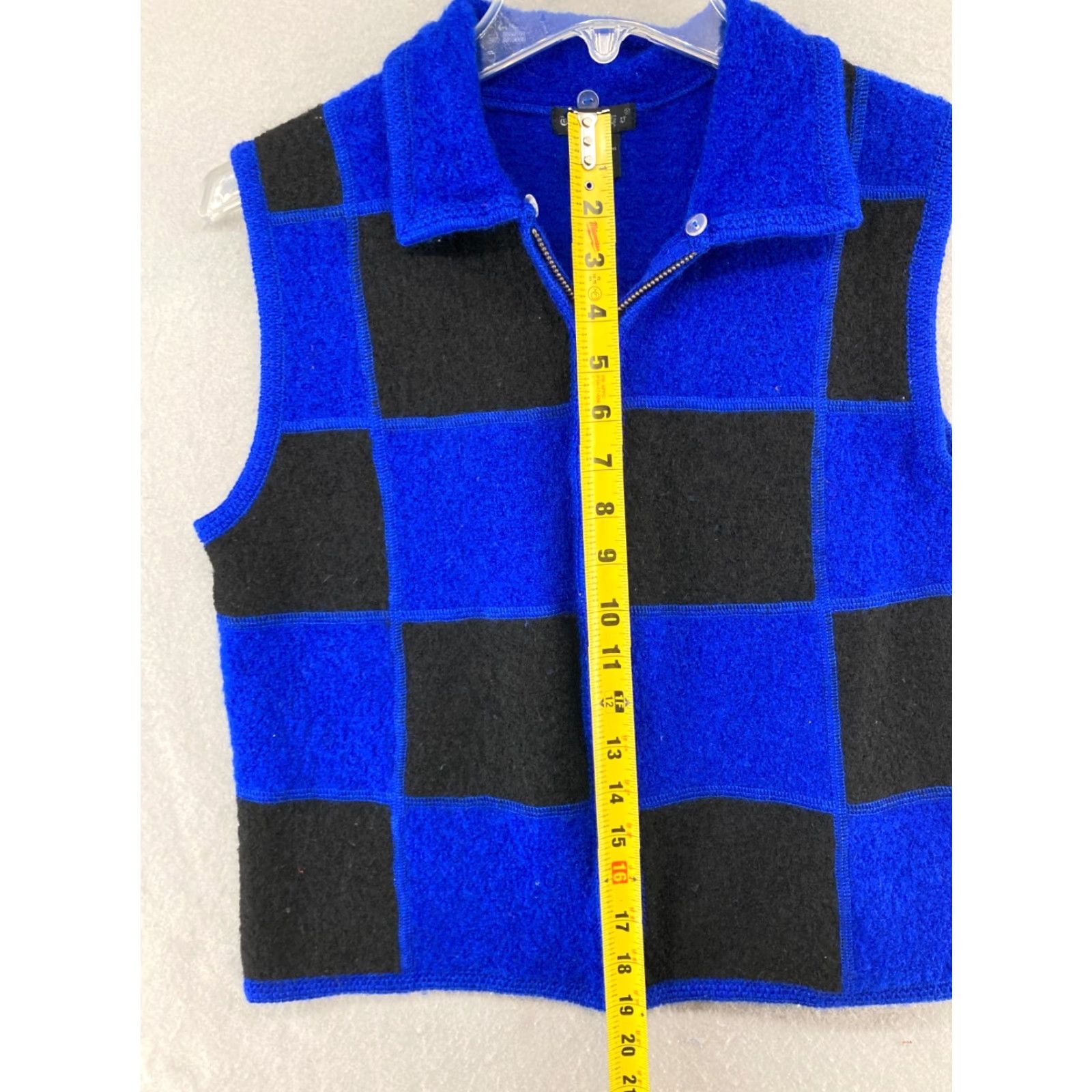 Vintage VINTAGE Tally Ho Vest Shirt Womens Medium Blue Checkered Wool Full Zip 80s Classic Size M / US 6-8 / IT 42-44 - 3 Thumbnail