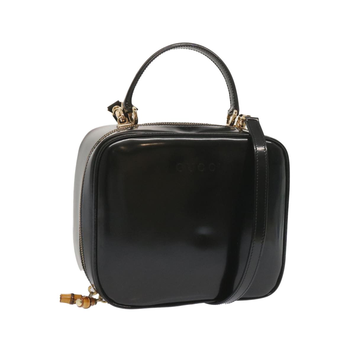 image of Gucci Hand Bag Patent Leather 2Way Black Auth 68520, Women's