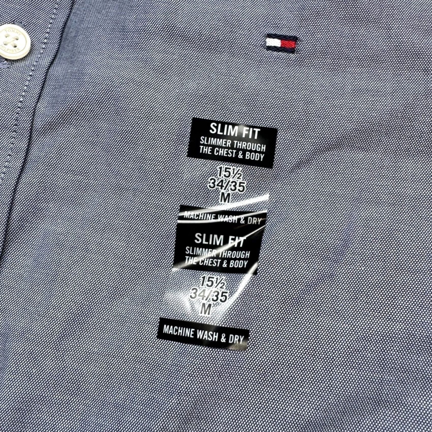 Tommy Hilfiger Tommy Hilfiger TH Flex Slim Fit Stretch Oxford Dress Shirt Peacoat Blue 15.5 34 Mens Size 42R - 4 Thumbnail