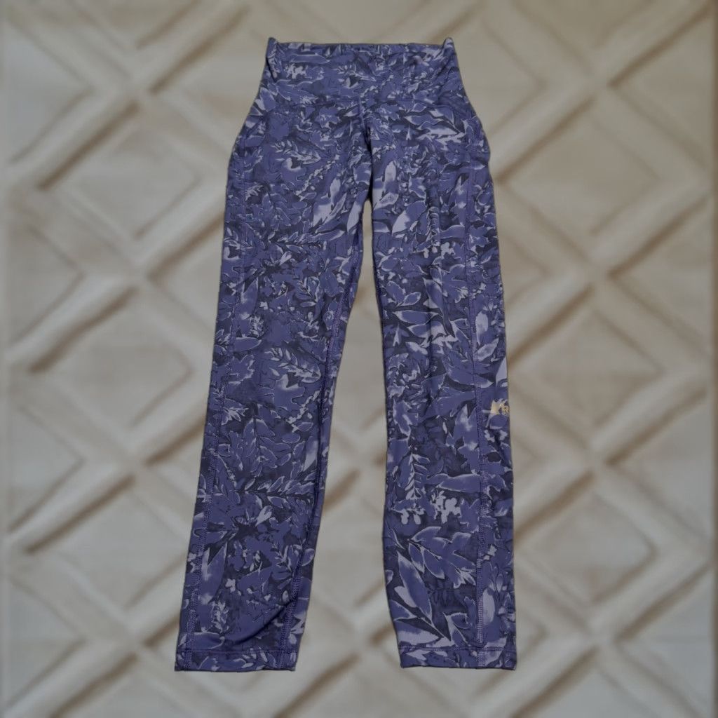 Vintage REI Co-Op Floral Cropped Leggings Womens Small Blue Pocket Activewear Outdoor Size 28" / US 6 / IT 42 - 1 Thumbnail