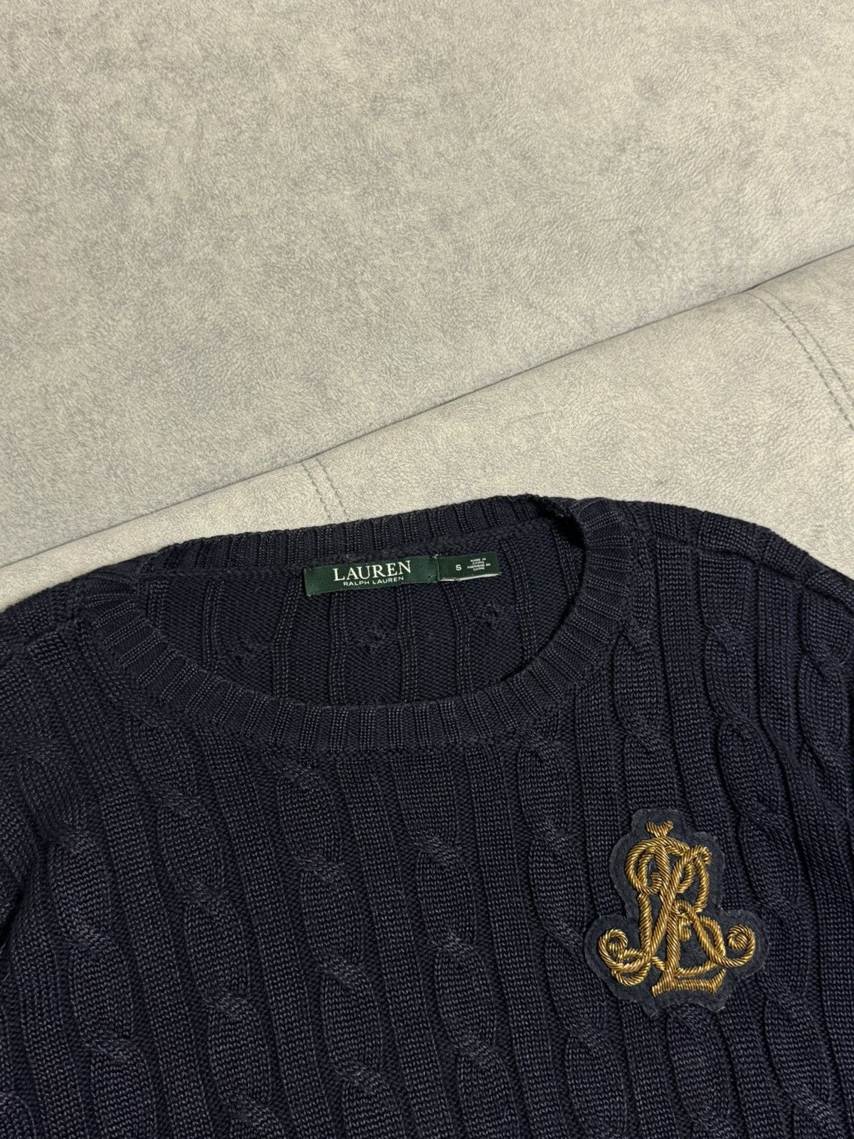 Polo Ralph Lauren × Vintage Vintage Polo Ralph Lauren cable knit sweater navy S M size Size US M / EU 48-50 / 2 - 7 Thumbnail