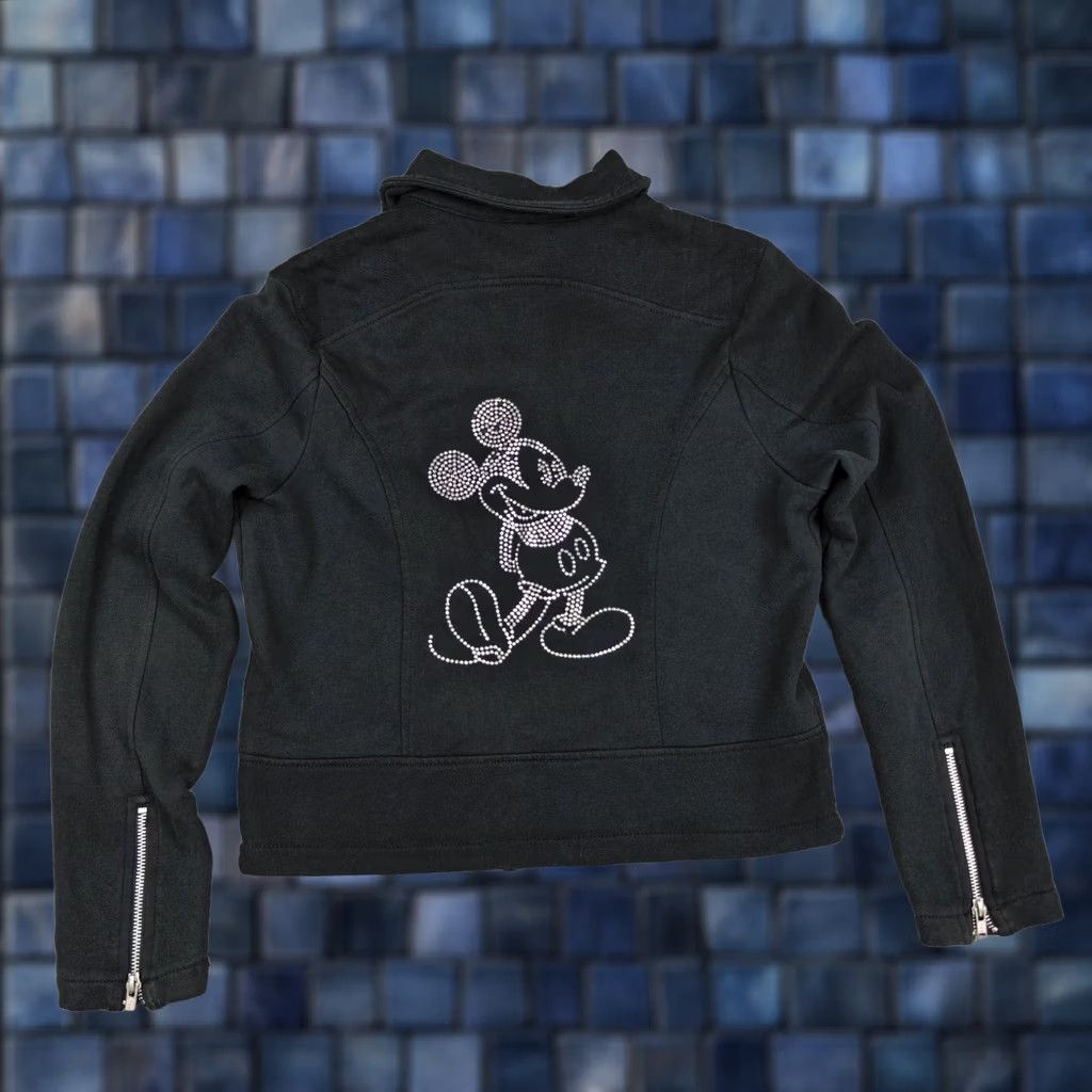 Disney Disney Parks Jacket Womens Medium Black Mickey Mouse Moto Zip Rhinestone Back Jacket Size M / US 6-8 / IT 42-44 - 1 Thumbnail