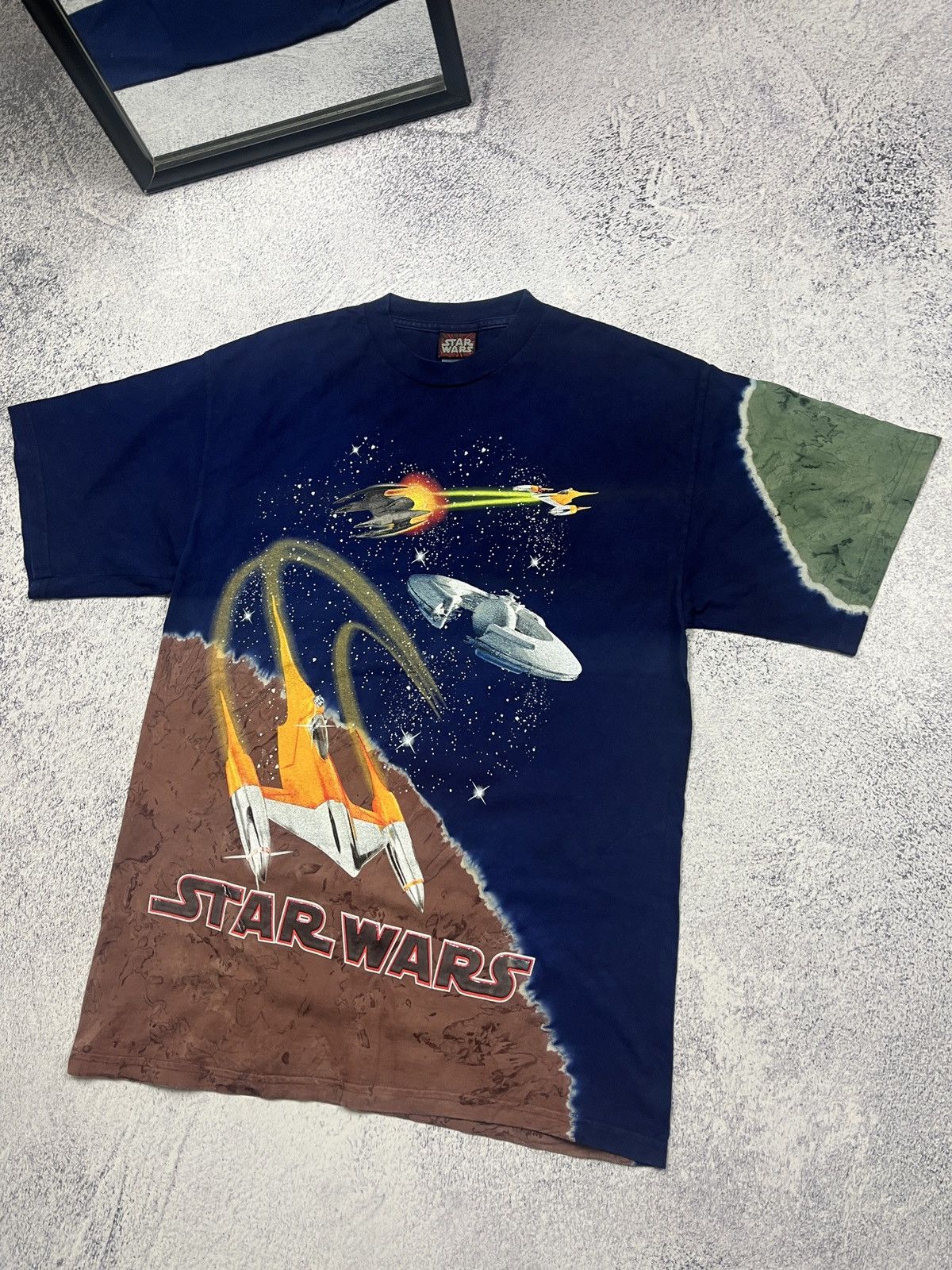 Star Wars × Vintage Vintage 90’s Star Wars Episode 1 Overprint Tie Dye T Shirt Size US L / EU 52-54 / 3 - 3 Thumbnail