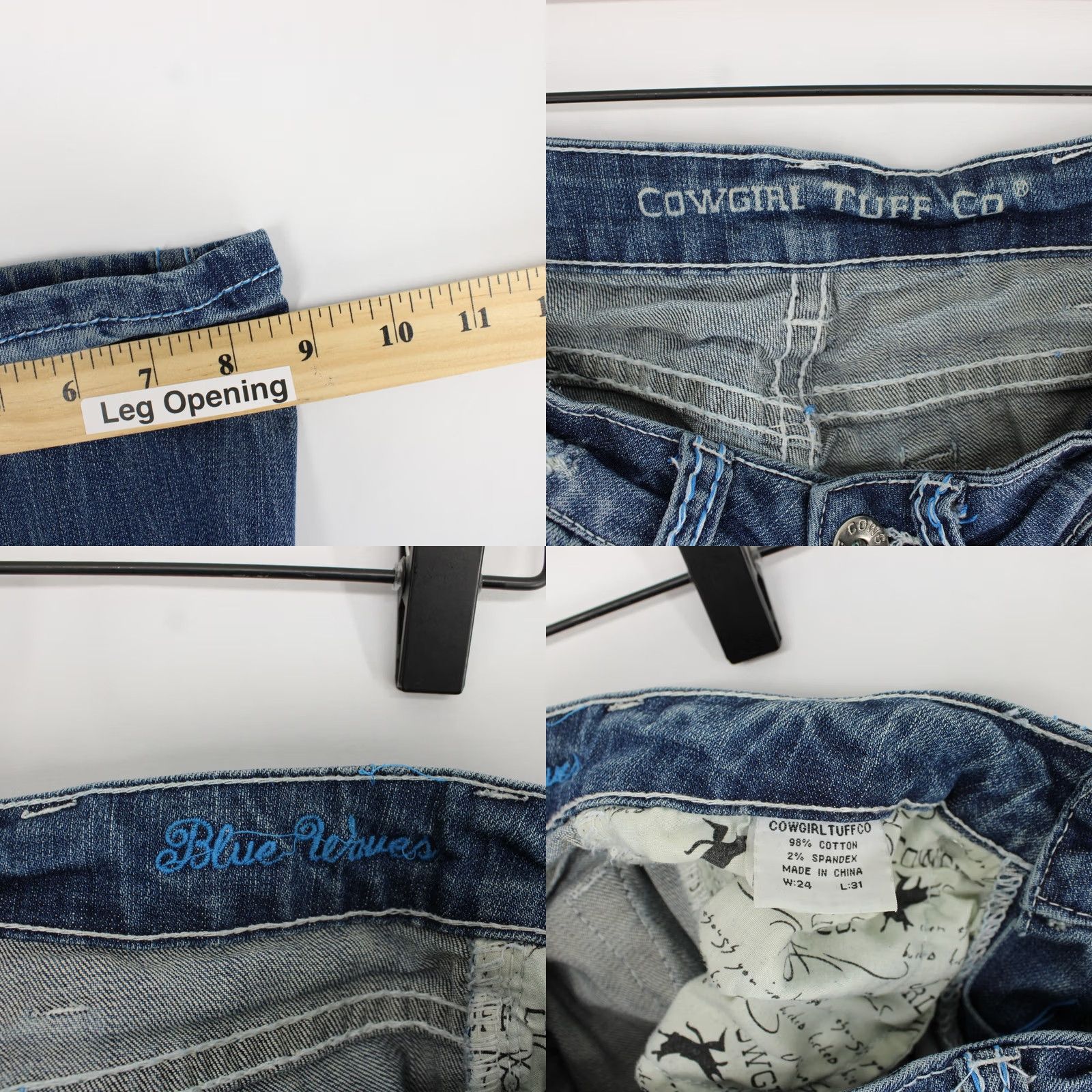 CO Cowgirl Tuff Co Jeans Womens Blue Waves Bootcut 24 Regular XS? Size 42" / US 20 - 8 Thumbnail