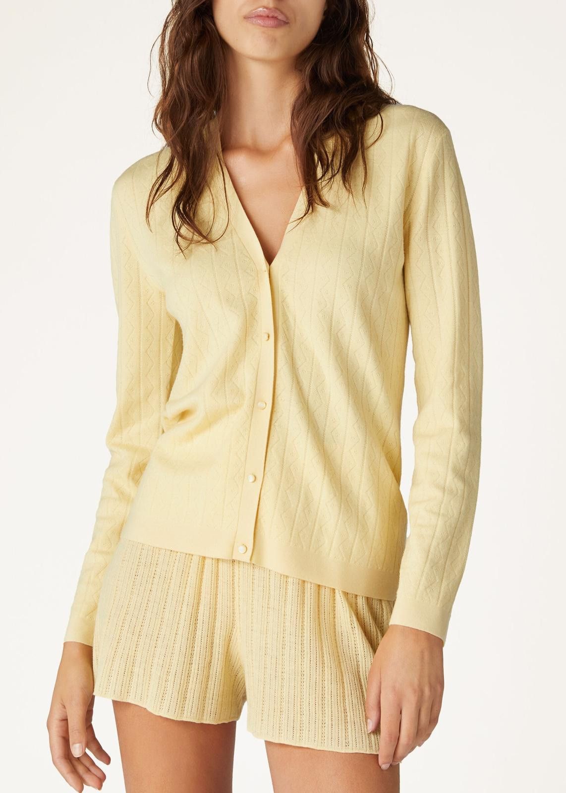 Loro Piana o1srvl11e0425 FAN6387 Cocooning Soft Cardigan in Yellow Size S / US 4 / IT 40 - 2 Thumbnail