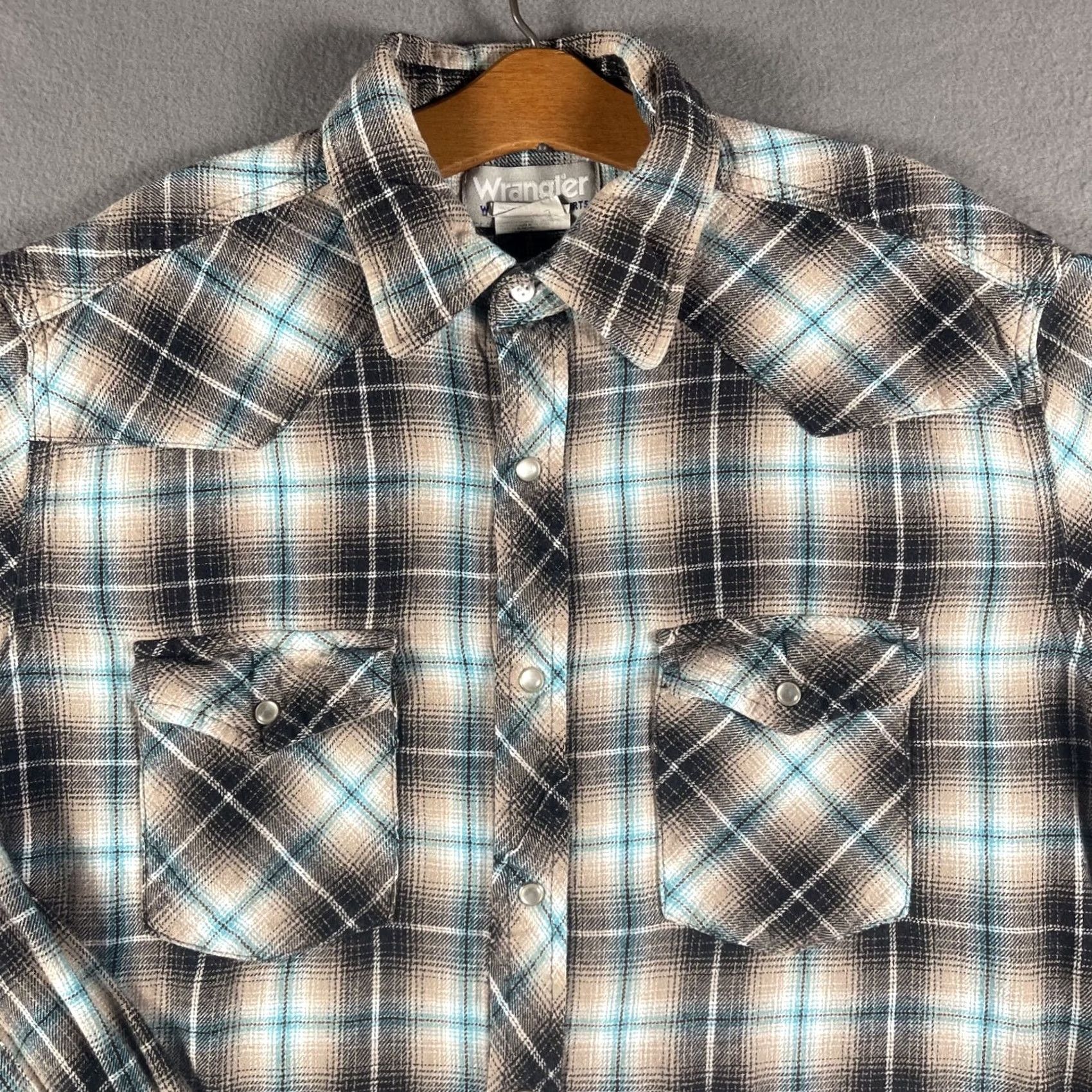 Wrangler Wrangler Wrancher Pearl Snap Western Shirt Mens M Black Plaid Long Sleeve Button-Up Shirt Size US M / EU 48-50 / 2 - 4 Thumbnail