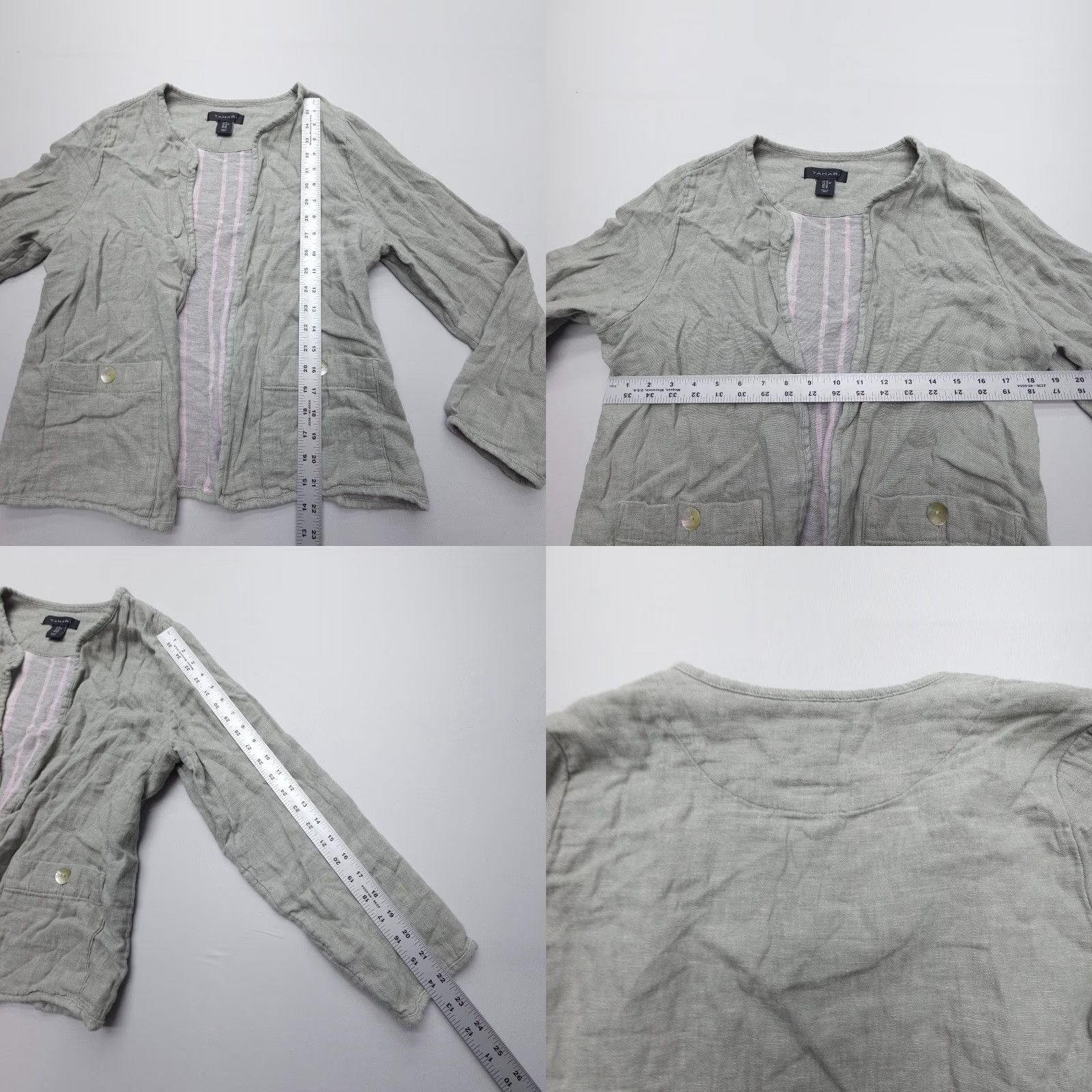 Talbots Talbots Open Jacket Womens Medium Green Linen Blend Casual Lightweight with Pockets Size M / US 6-8 / IT 42-44 - 8 Thumbnail