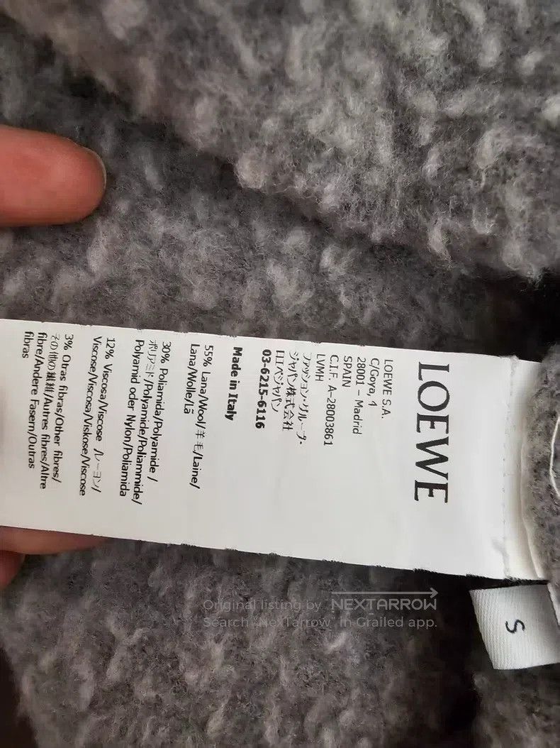 Loewe Loewe Gray Woolen Sweater, 55% Wool, 45% Nylon, Fleece Fab Size S / US 4 / IT 40 - 4 Thumbnail