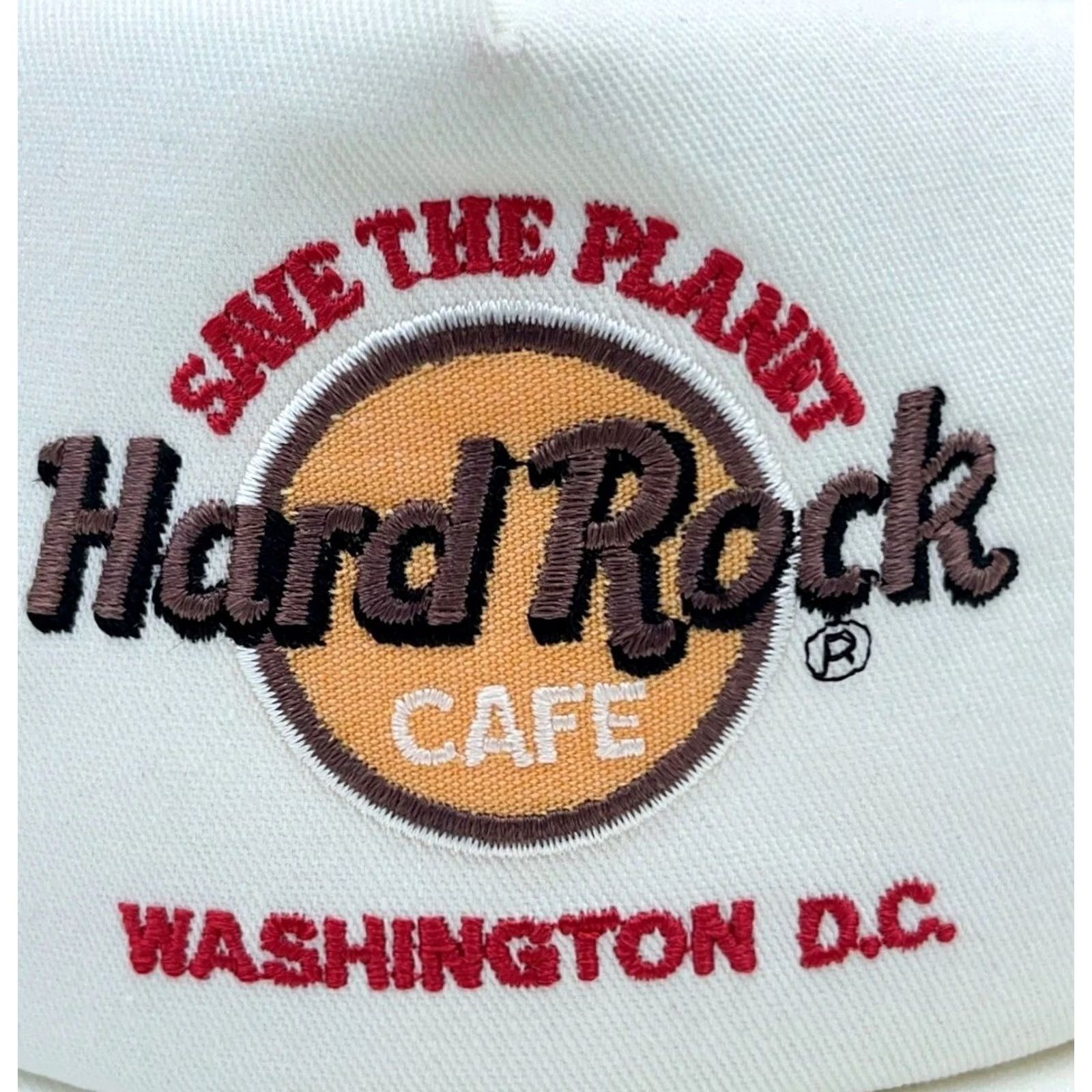 Hard Rock Cafe VINTAGE Hard Rock Cafe Hat Cap White Washington DC 90s USA Leather Strap Back Men Size ONE SIZE - 2 Thumbnail