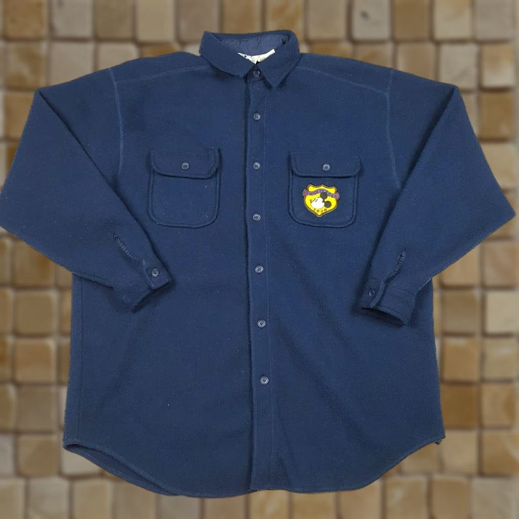 Mickey & Co. VTG 90s Mickey & Co Spell Out Men's Size XL Navy Blue Button Up Collared Dress Shirt Size 46R - 1 Thumbnail