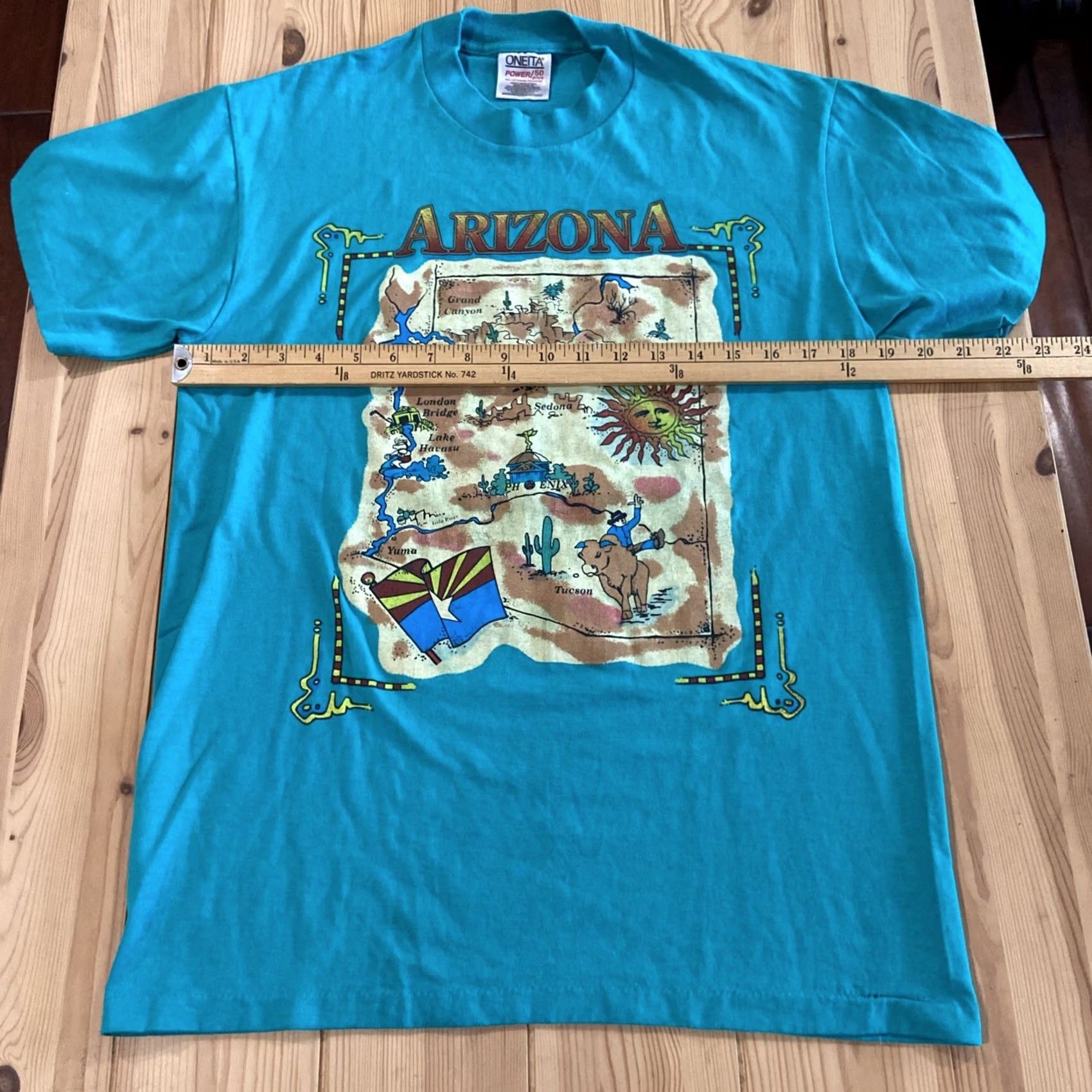 Vintage VINTAGE Arizona T-Shirt Mens M Green Short Sleeve Crew Neck Stitch Logo Desert 90s? Size US M / EU 48-50 / 2 - 6 Thumbnail