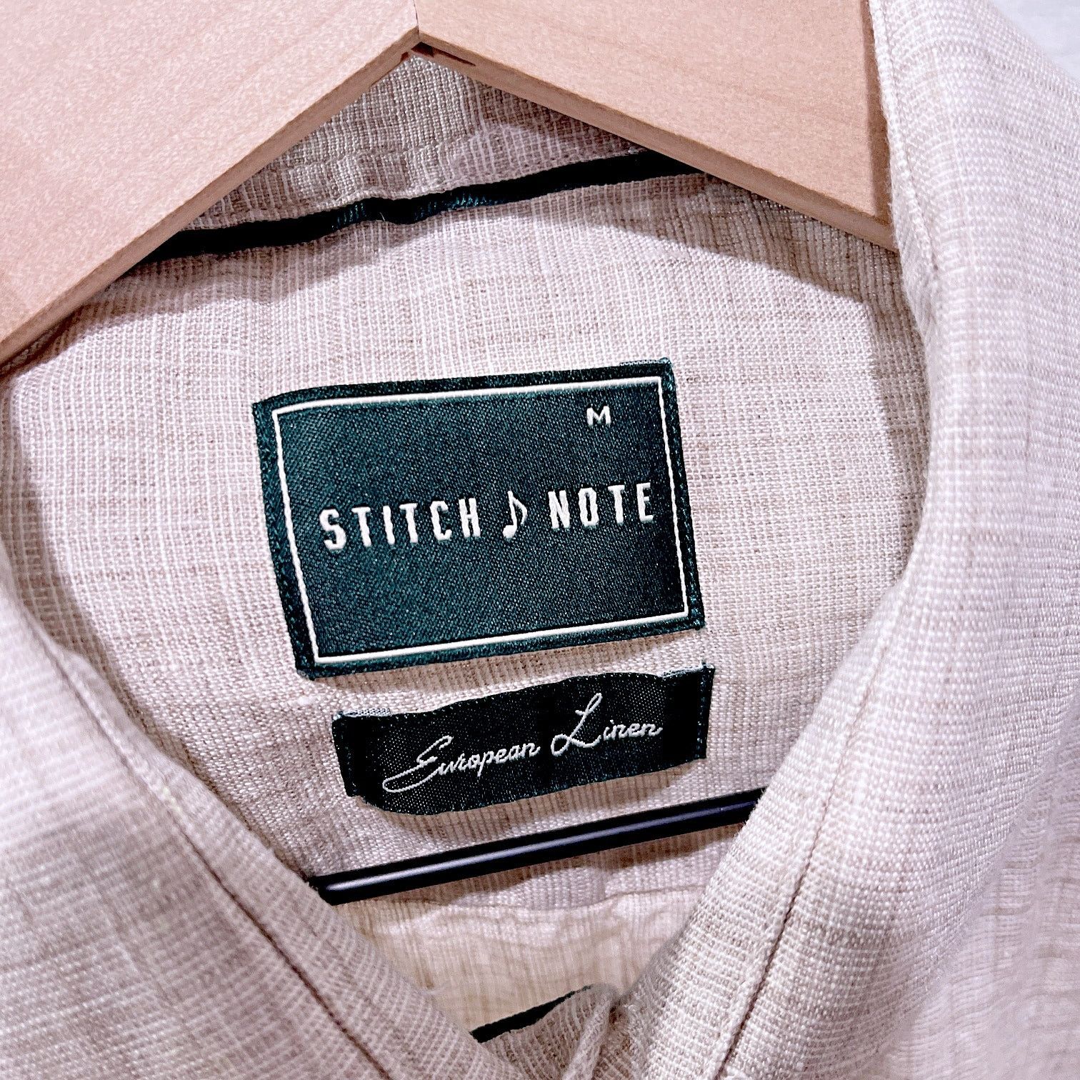Other Stitch Note European Linen Shirt Beige Check Mens Medium Size US M / EU 48-50 / 2 - 5 Thumbnail