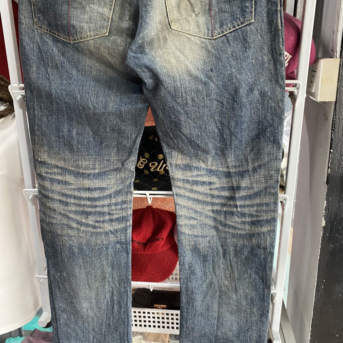 Le Grande Bleu (L.G.B.) LGB Distressed Blue Denim Jeans | Vintage Wash Ripped Style Size US 33 - 4 Thumbnail