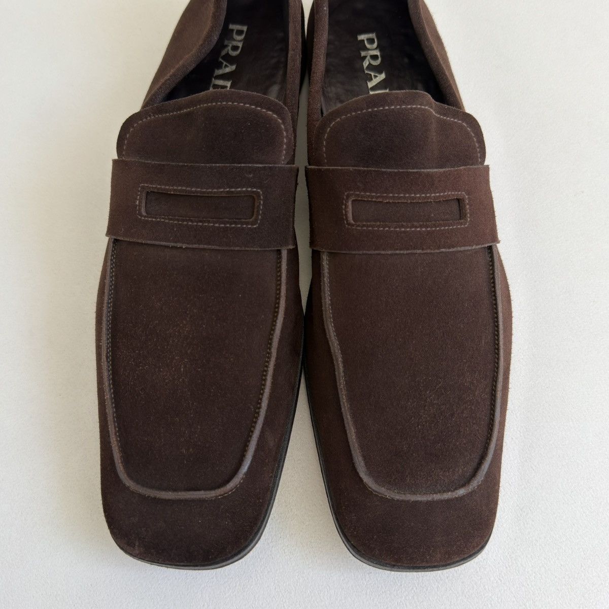Prada Brown Suede ‘Square Toe’ Loafers Size US 8.5 / EU 41-42 - 11 Thumbnail