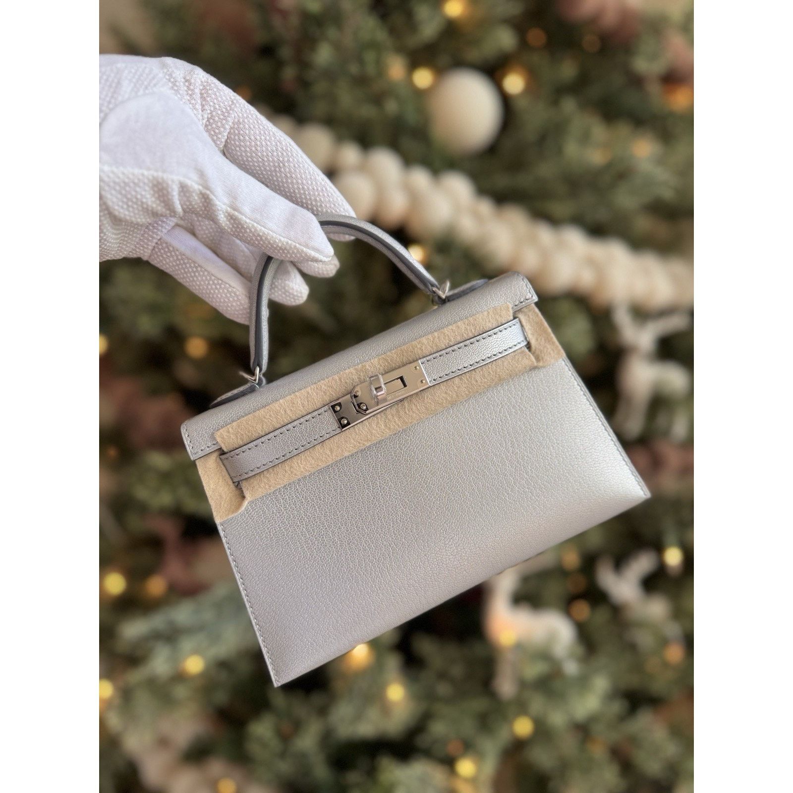 Hermes Mini Kelly 20 Sellier Argent Chevre Chamkilight Palladium Size ONE SIZE - 2 Thumbnail