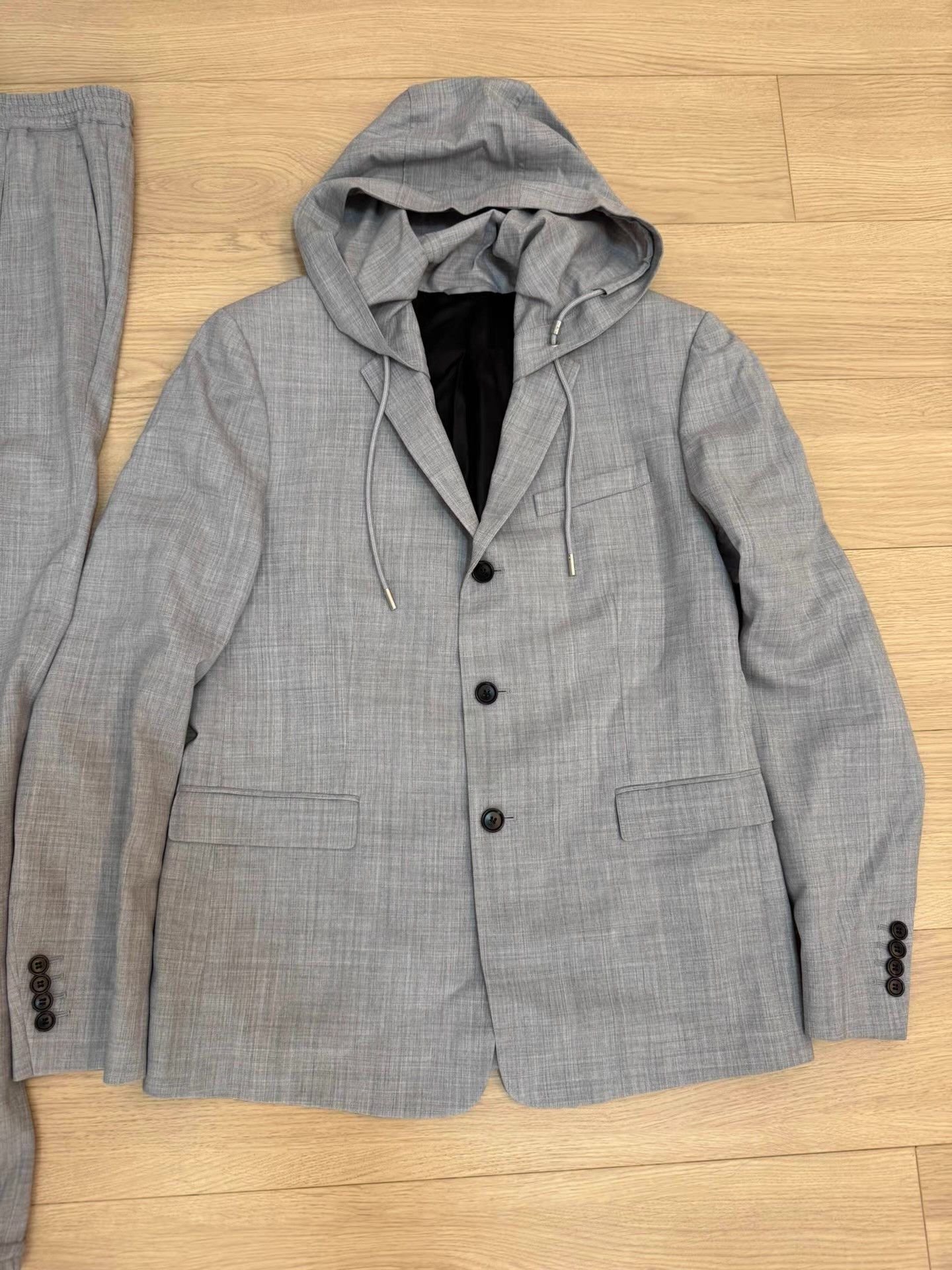 Dior Dior Homme Grey Wool Hooded Casual Blazer Q14 Size 50R - 2 Thumbnail