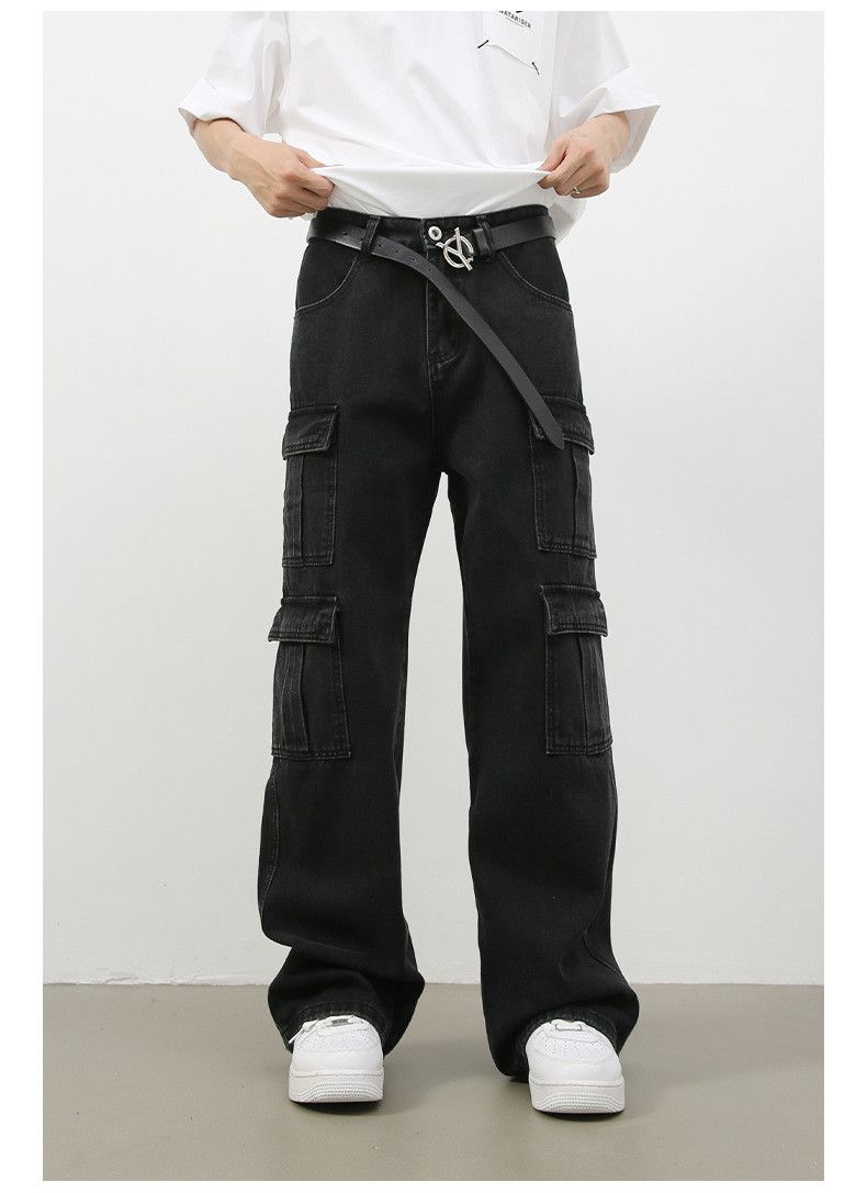 Japanese Brand Men's washed distressed vintage multi-pocket cargo jeans Size US 34 / EU 50 - 1 Thumbnail