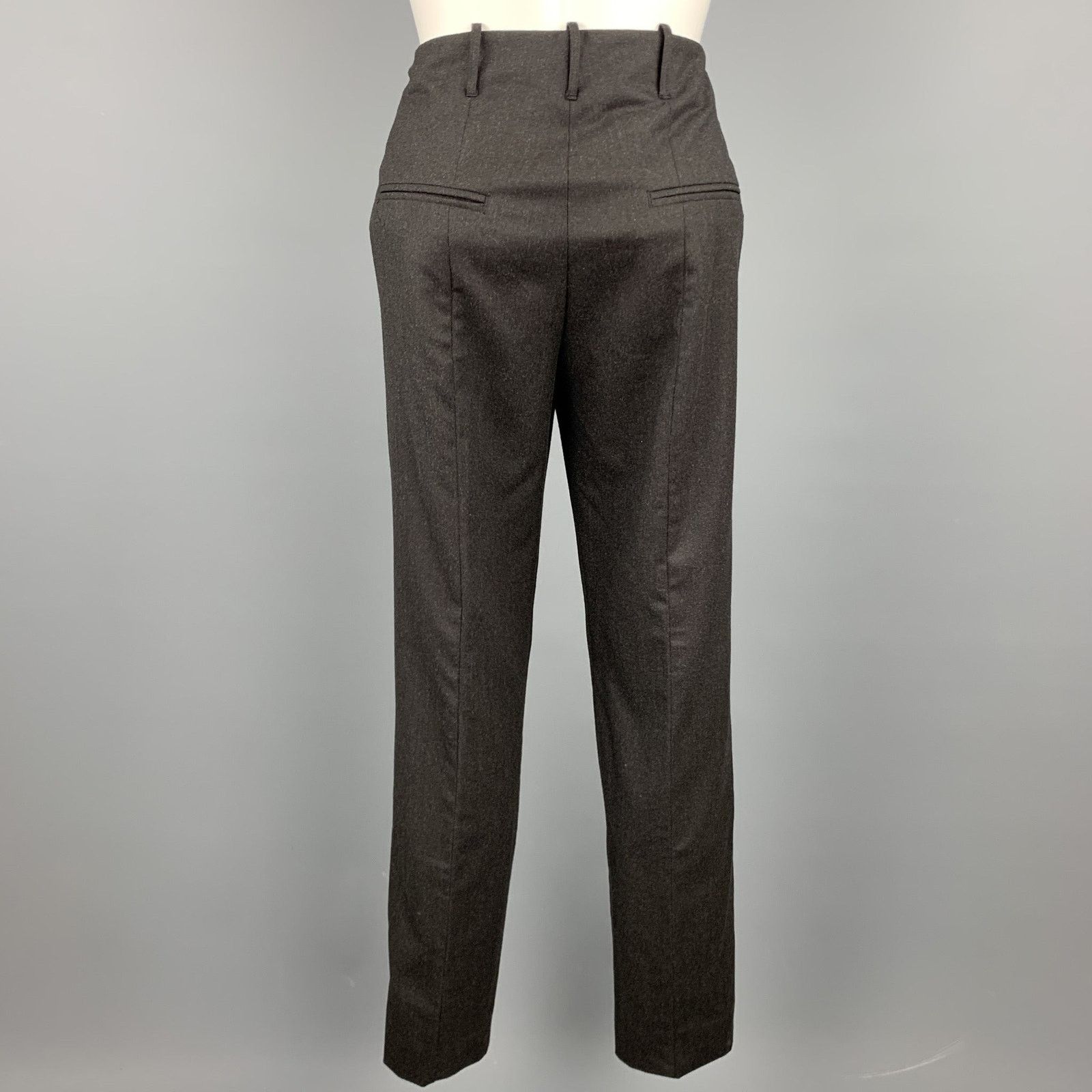 Jil Sander Size 0 Charcoal Virgin Wool Straight Leg Dress Pants Size 25" / US 0 / IT 36 - 3 Thumbnail
