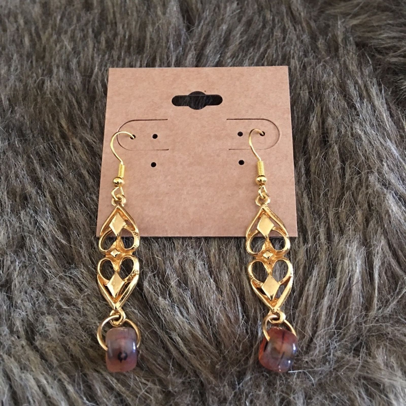Jewelry Heart filigree design glass bead drop earrings Size ONE SIZE - 2 Thumbnail