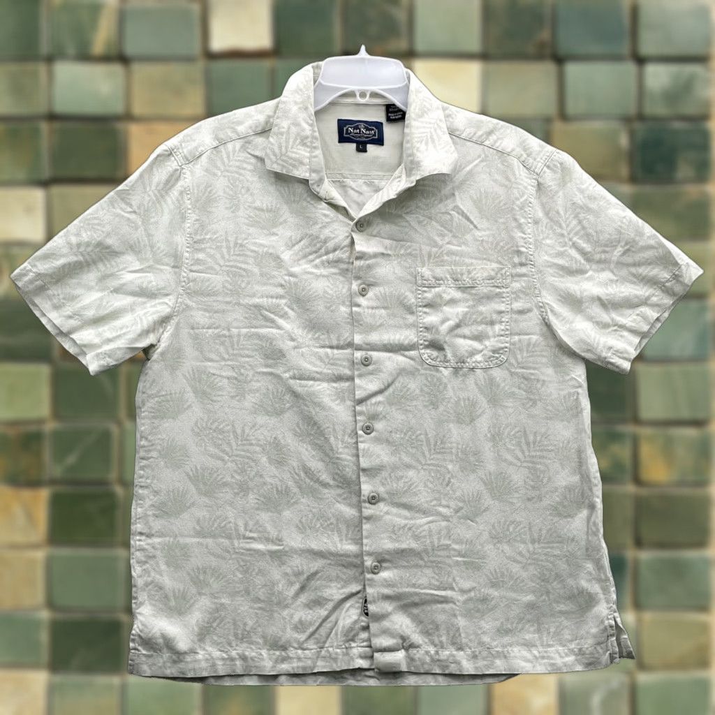 Nat Nast VINTAGE Nat Nast Silk Blend Hawaiian Shirt Men Large Palm Leaf Luxury Golf Coastal Retro Size US L / EU 52-54 / 3 - 1 Thumbnail
