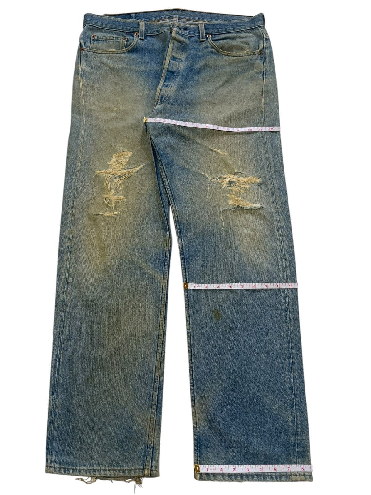 Levi's Vintage 90s Levis 501xx Mud Wash Distressed Baggy Jeans Size US 37 - 13 Thumbnail