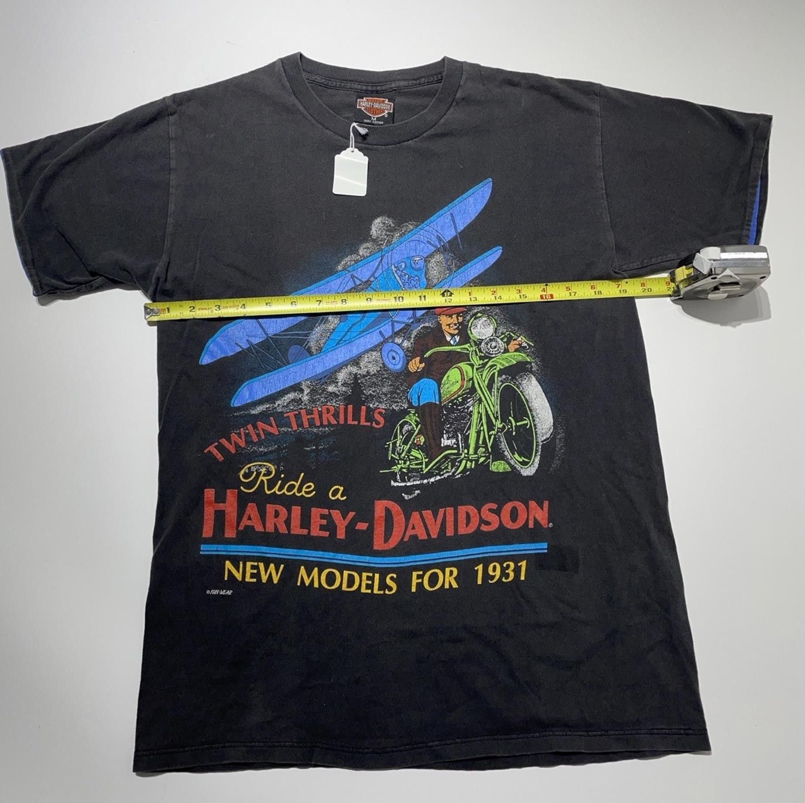 Harley Davidson Vintage 80s Harley Davidson Twin Thrills T Shirt Art Style M Size US M / EU 48-50 / 2 - 2 Thumbnail