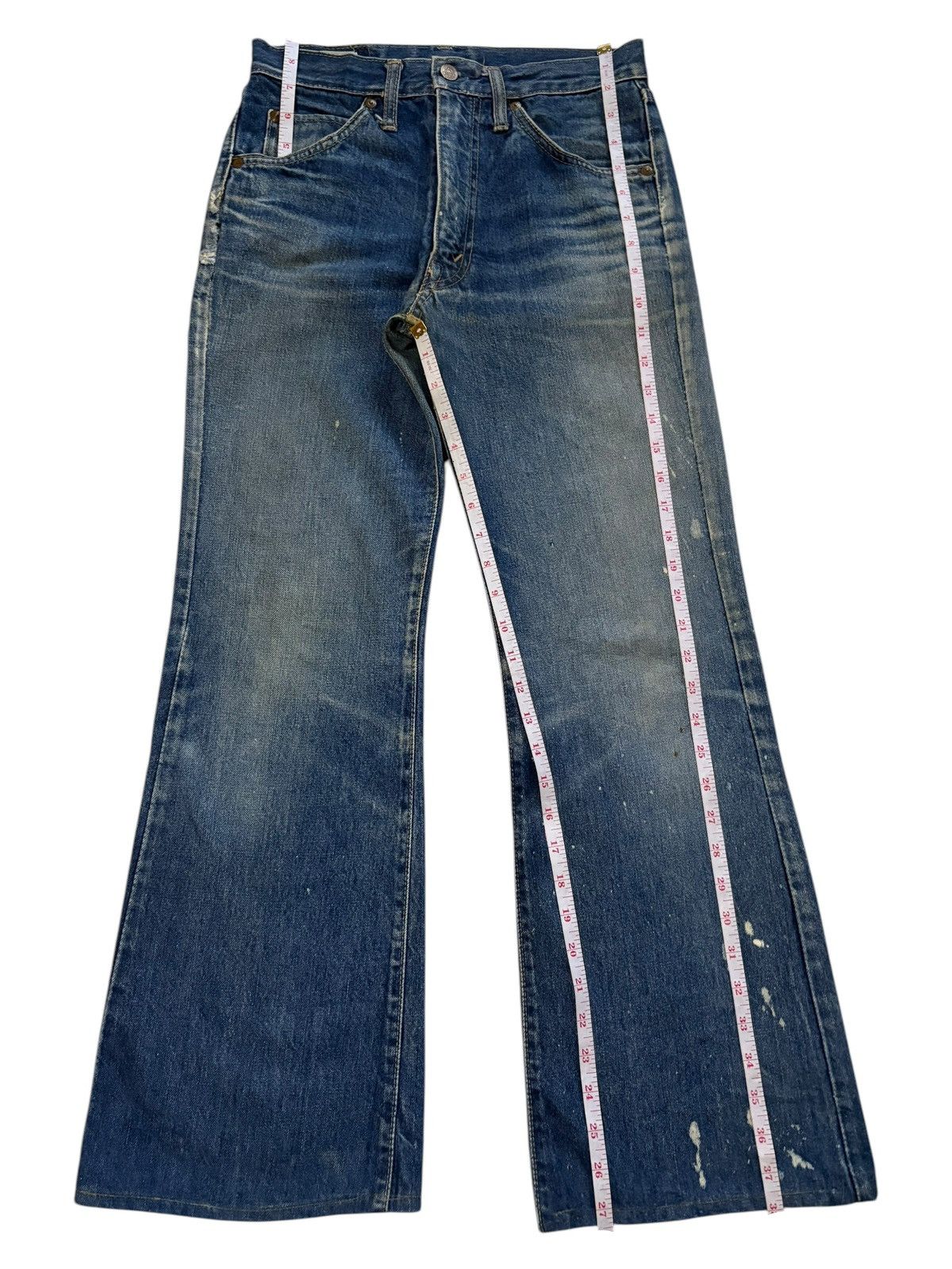 Japanese Brand × Jean Vintage Japanese Brand Mud Wash Painted Flare Jeans Size 27" / US 4 / IT 40 - 13 Thumbnail