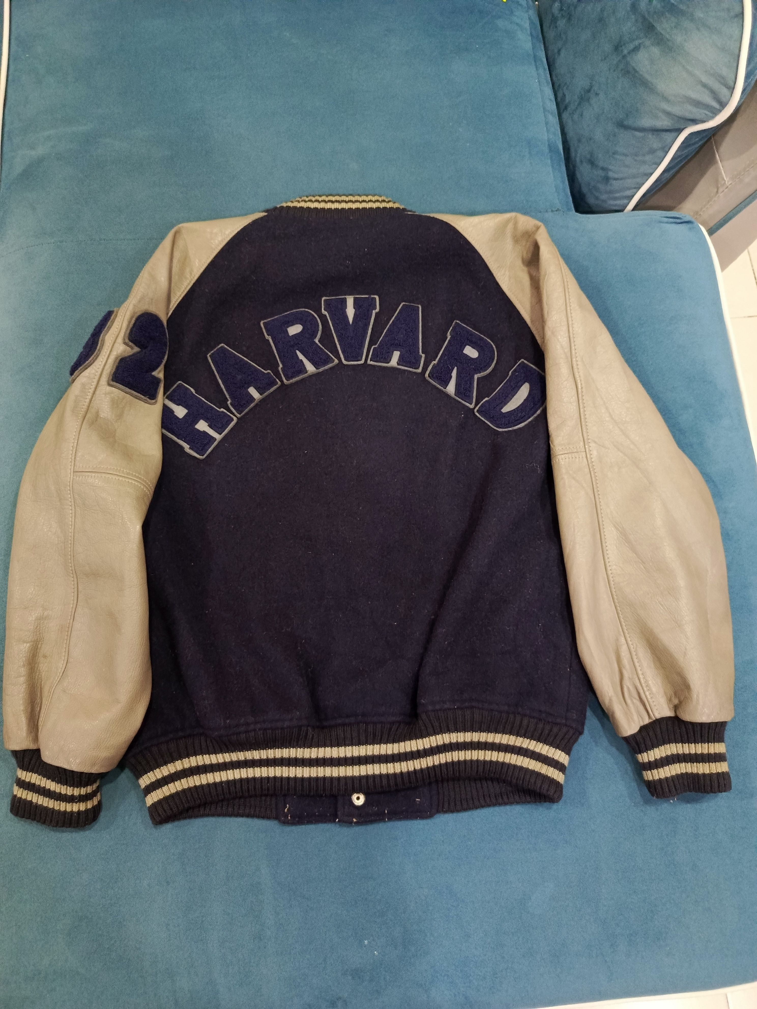 Vintage Vintage HARVARD Varsity Leather Sleeve Jacket Size US M / EU 48-50 / 2 - 1 Thumbnail