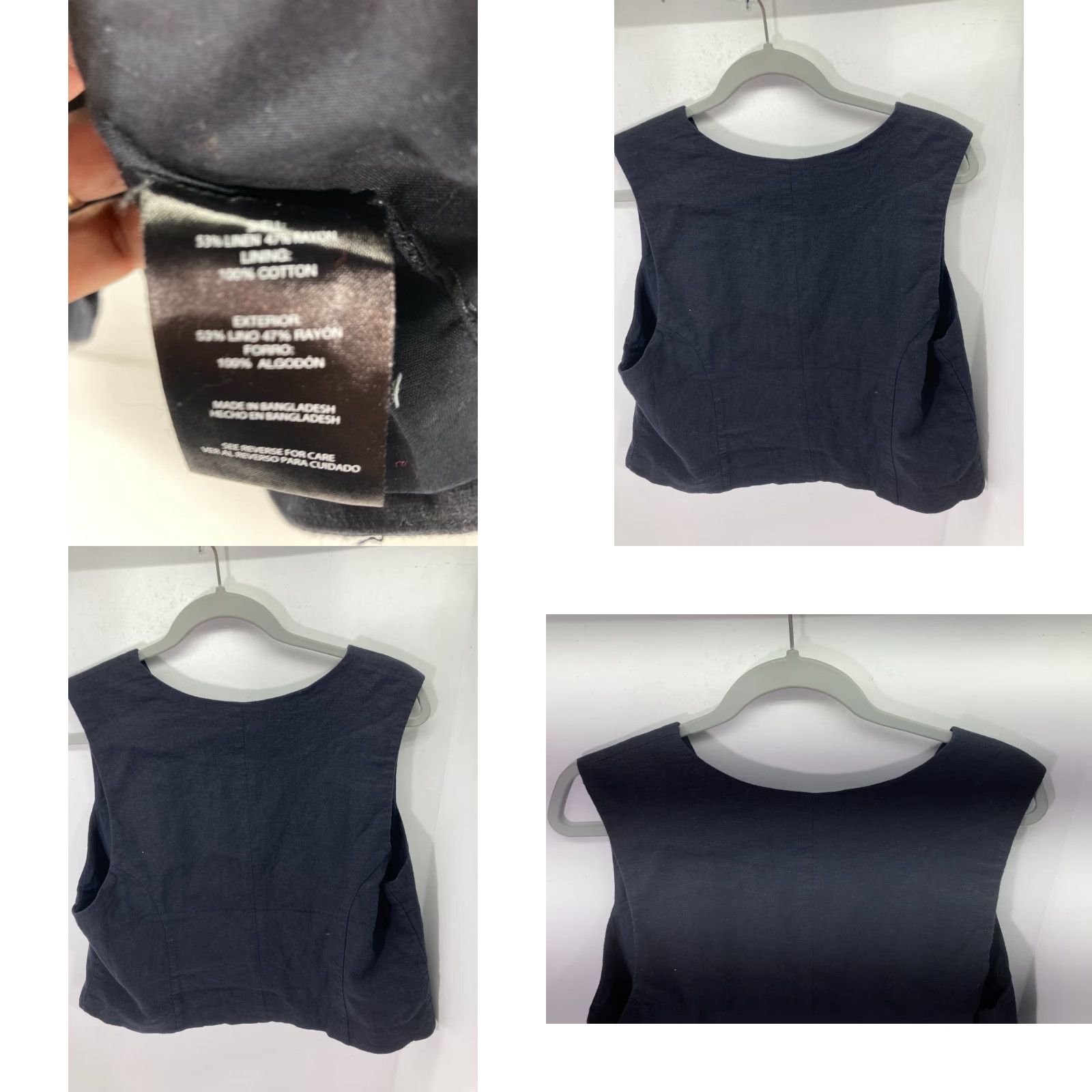 Express Express Linen Vest Womens XL Black Button Front V-Neck Classic Look NWT Vest Linen Express Black XL V-Neck Button Front Womens NWT Size XL / US 12-14 / IT 48-50 - 8 Thumbnail