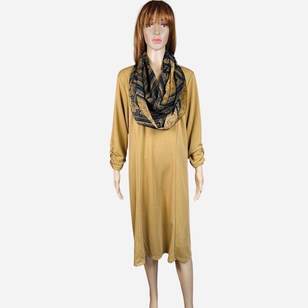 Other New Susan Graver Ponte Knit Light Brown Dress With Loop Sca Size XL / US 12-14 / IT 48-50 - 1 Thumbnail