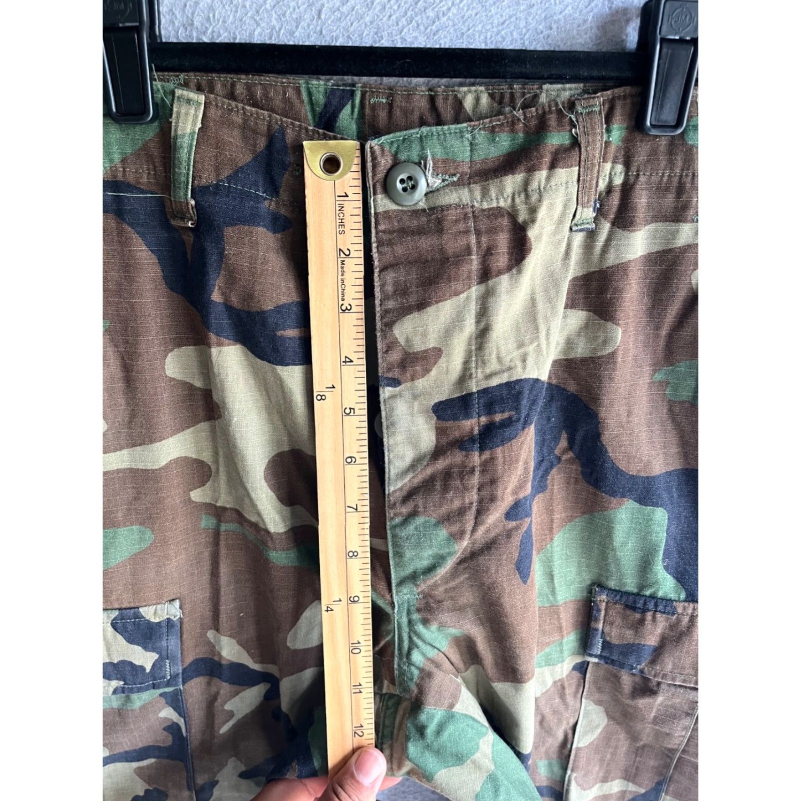 Cargo Camouflage Pants Mens Small Long 90s Army Regular Fit Button Fly